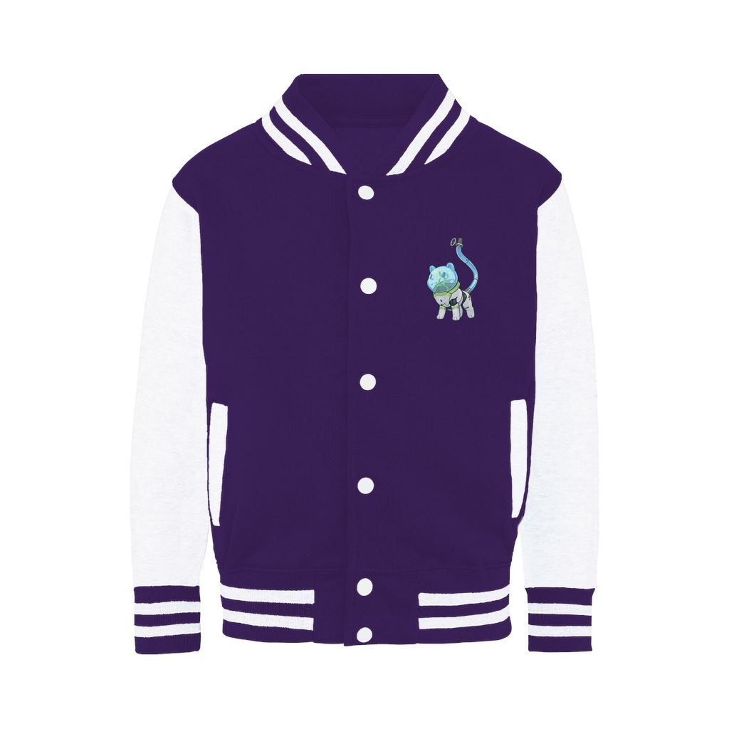 Space Pot Bear - Varsity Jacket Varsity Jacket Lordyan Purple / White XS 