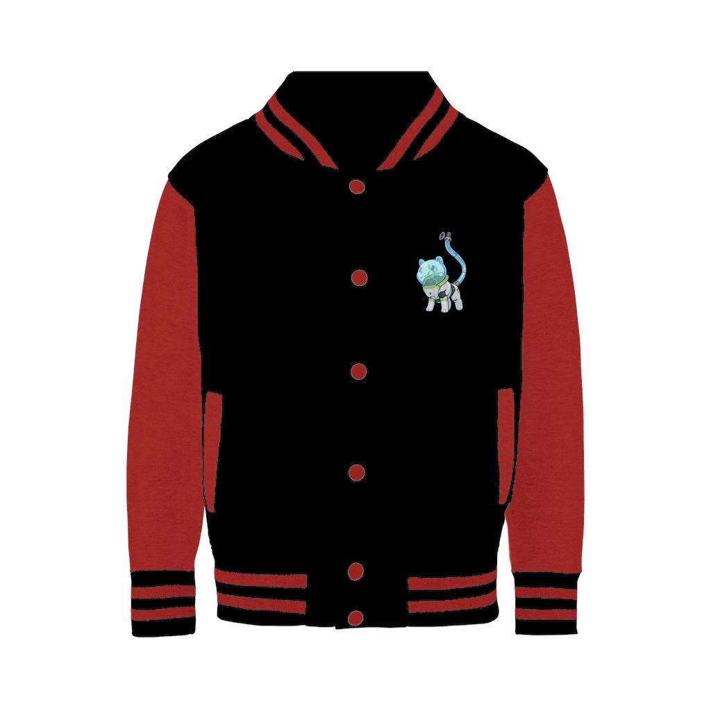 Space Pot Bear - Varsity Jacket Varsity Jacket Lordyan Black/ Fire Red XS 
