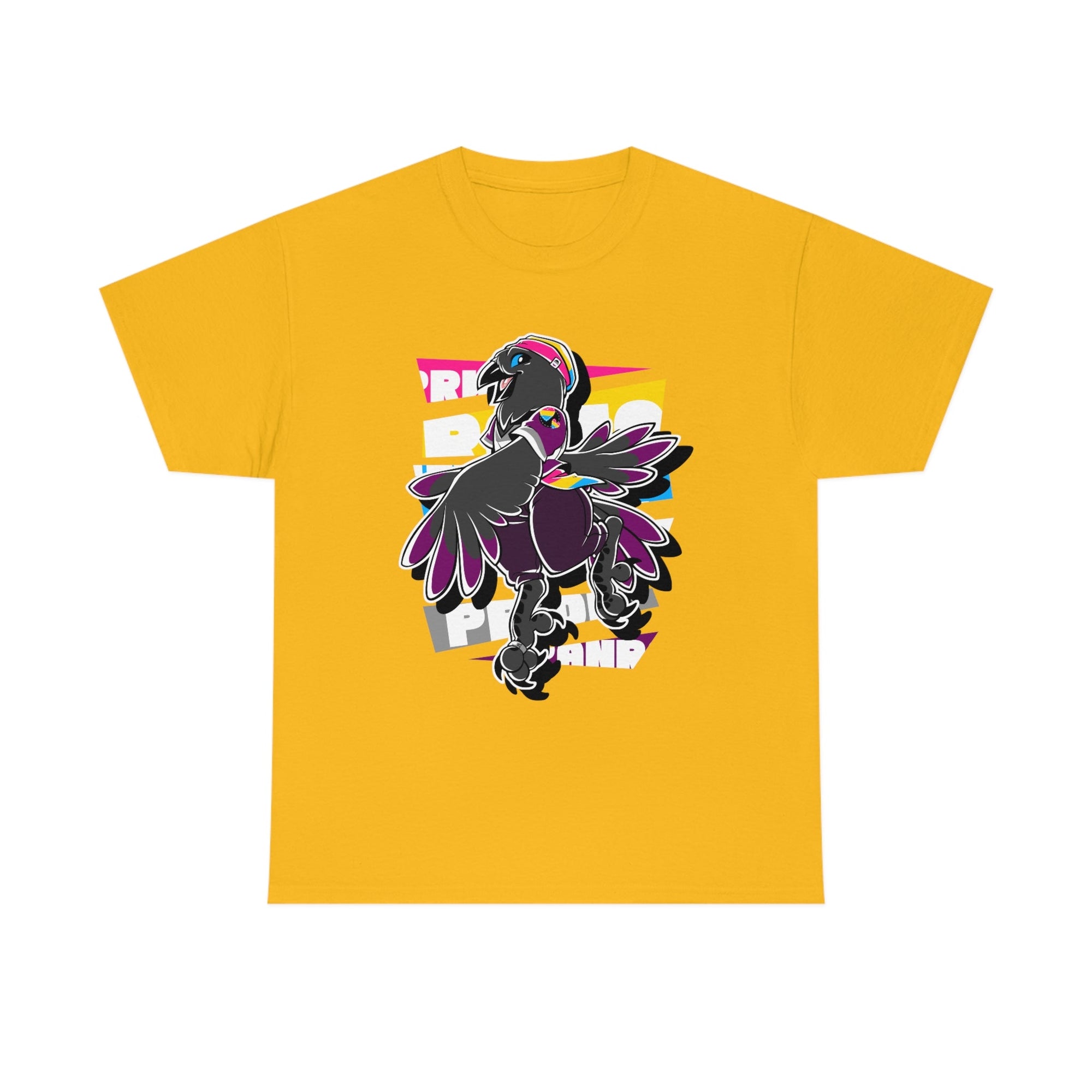 Panromantic Pride Munin Raven - T-Shirt T-Shirt Artworktee Gold S 