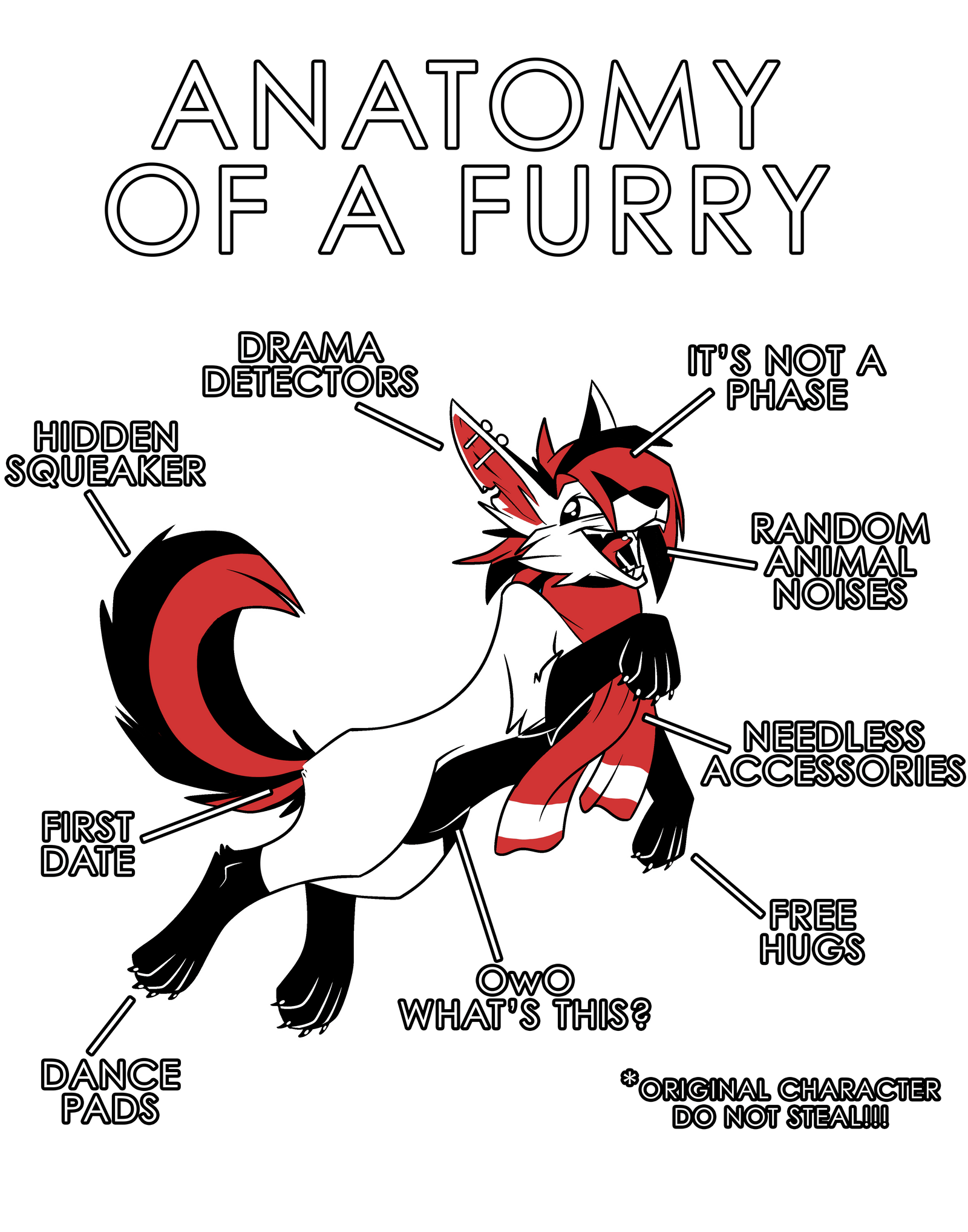 Anatomy Series - Gen 1 - Anatomy of a Furry - Red