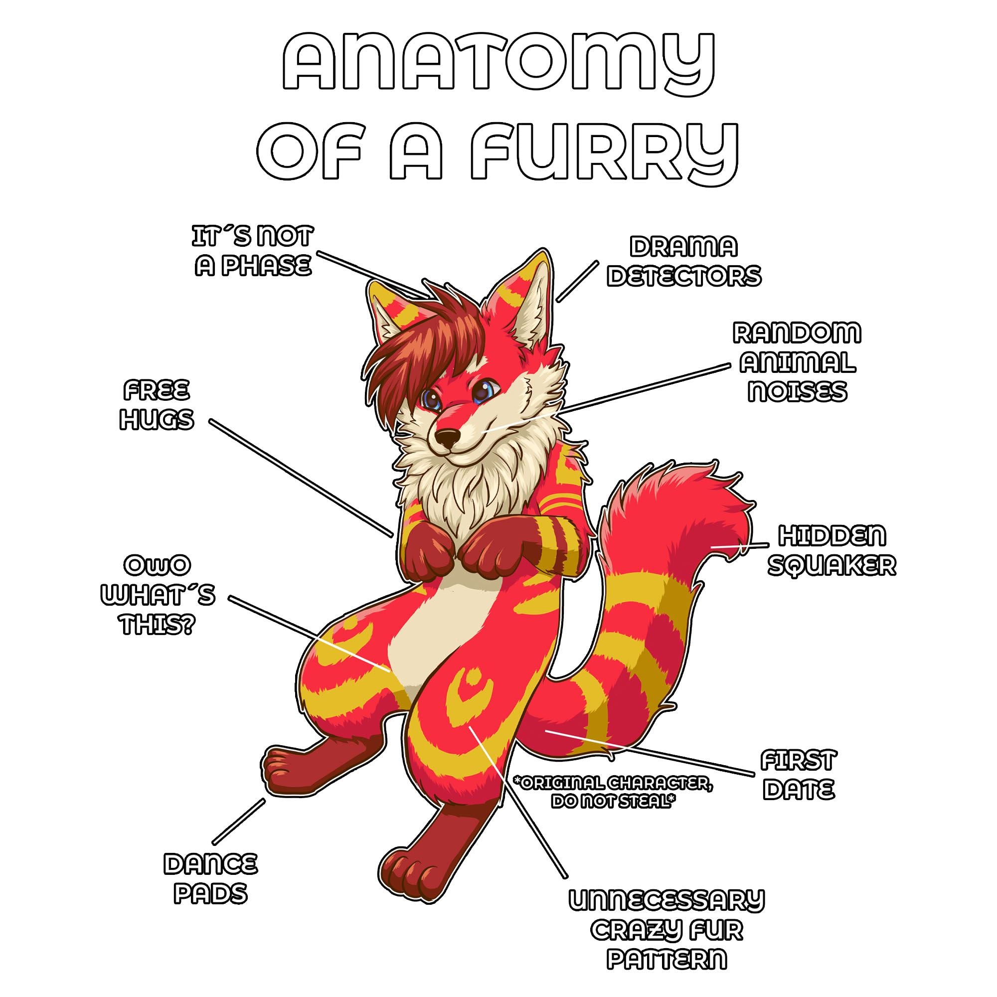 Anatomy Series - Gen 2 - Anatomy of a Furry - Red and Yellow