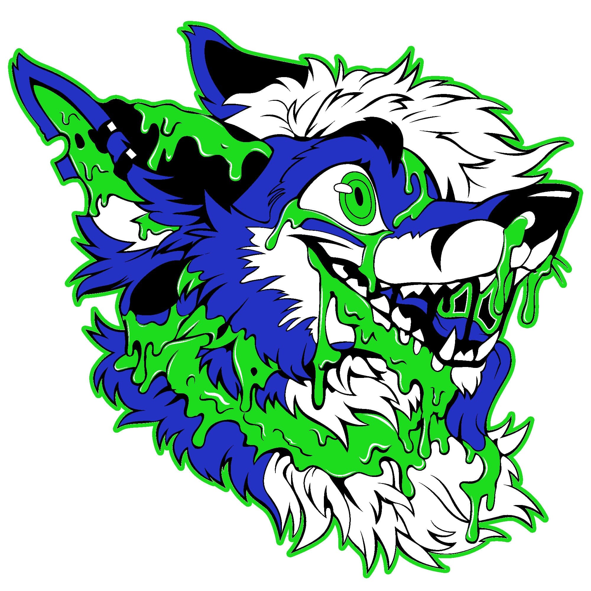 Artworktee Designs - Slime Fox - Blue and Green