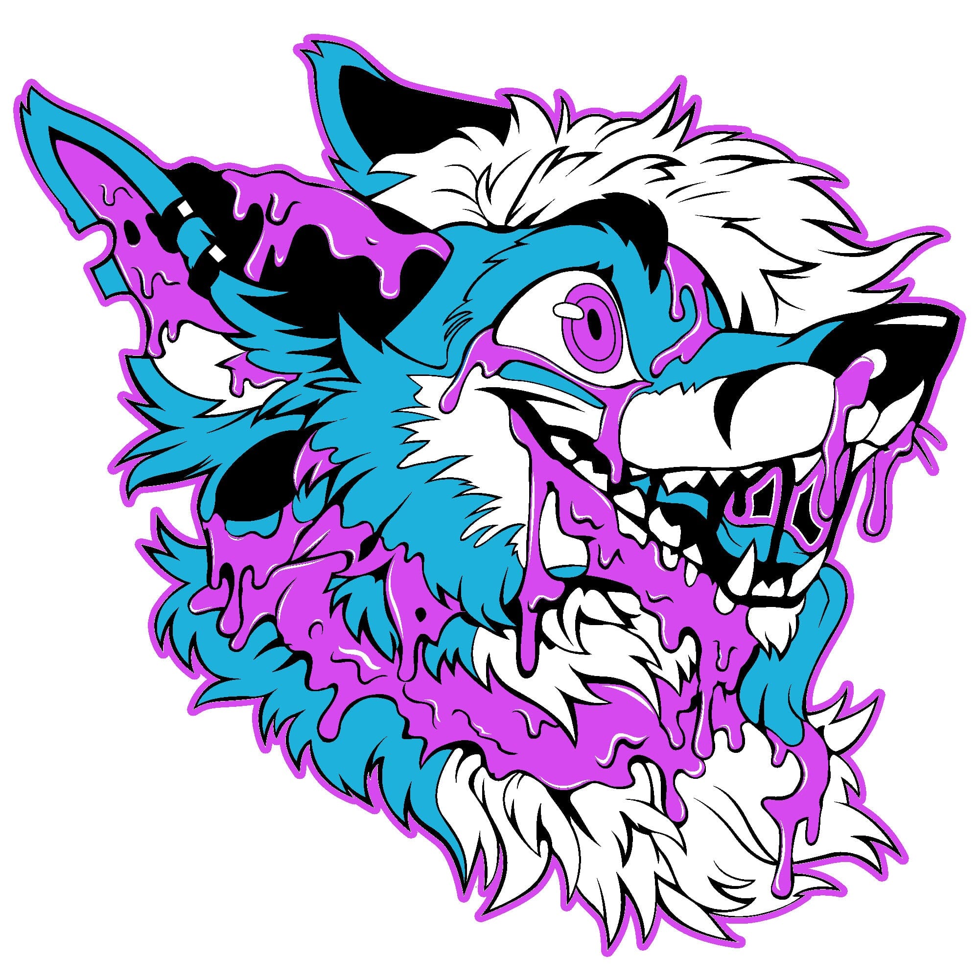 Artworktee Designs - Slime Fox - Light Blue and Pink