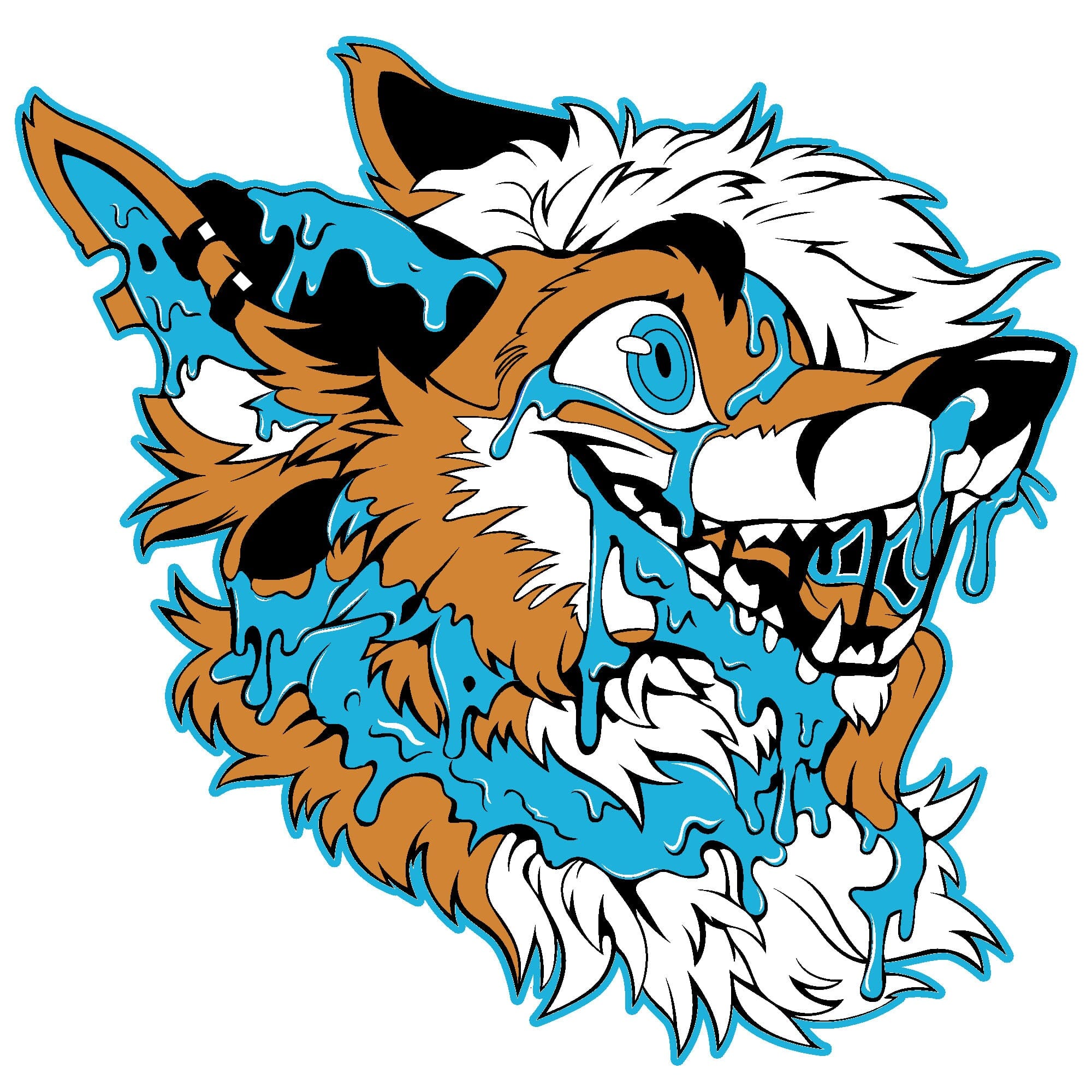 Artworktee Designs - Slime Fox - Orange and Blue