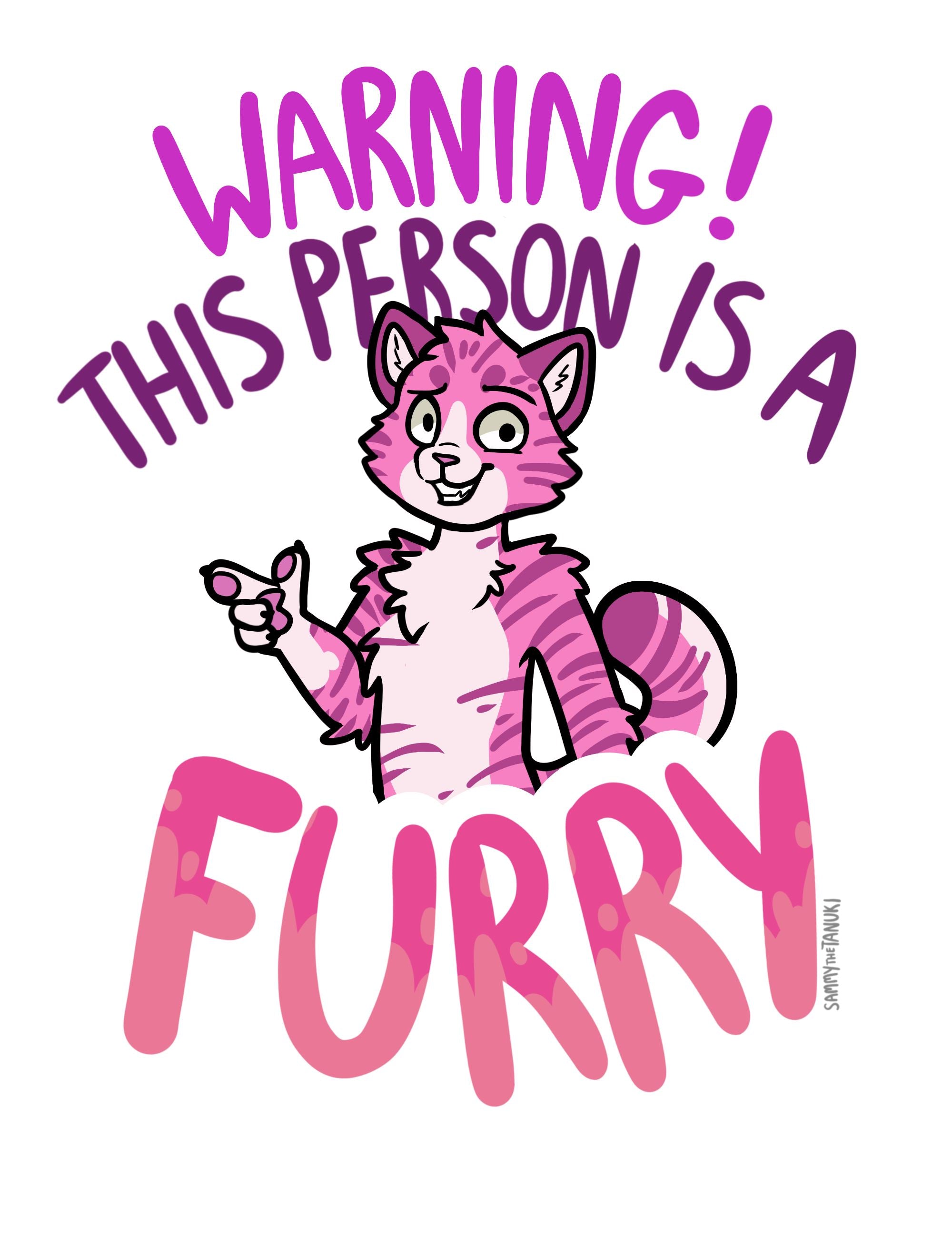 Sammy The Tanuki - Warning Furry Cat - Pink Cat