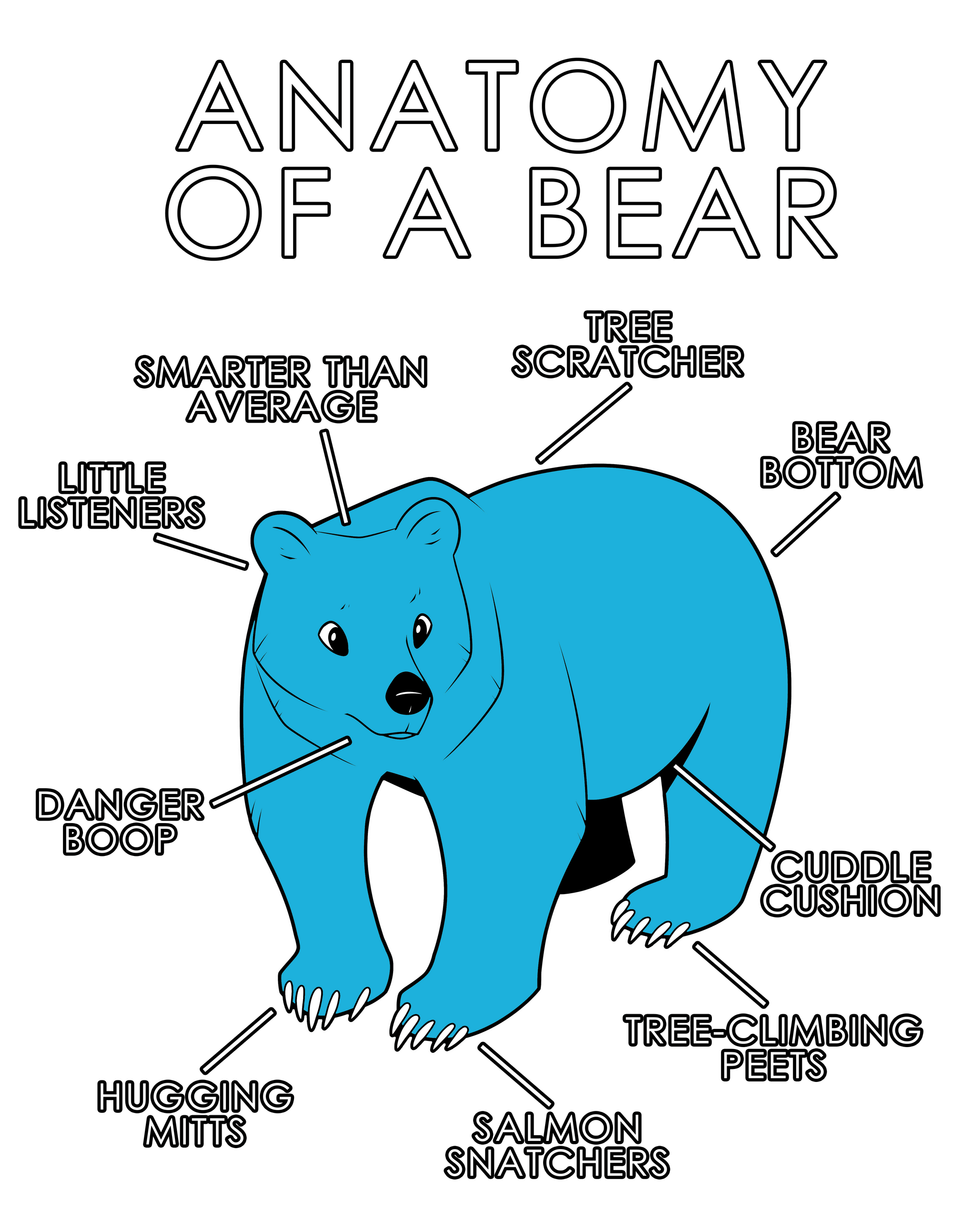 Anatomy Series - Gen 1 - Anatomy of a Bear - Light Blue