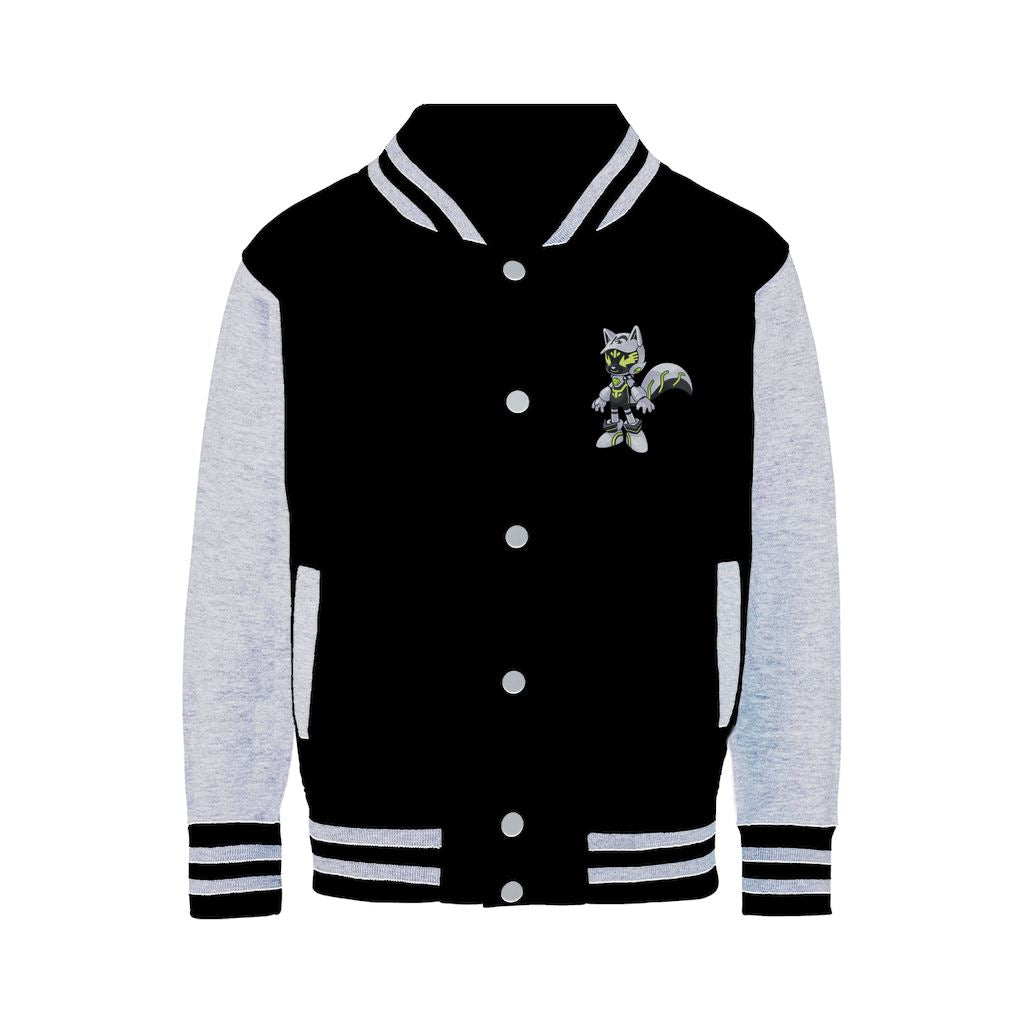 Robot Kitsune-Kyubit - Varsity Jacket Varsity Jacket Lordyan Black / Heather Grey XS 