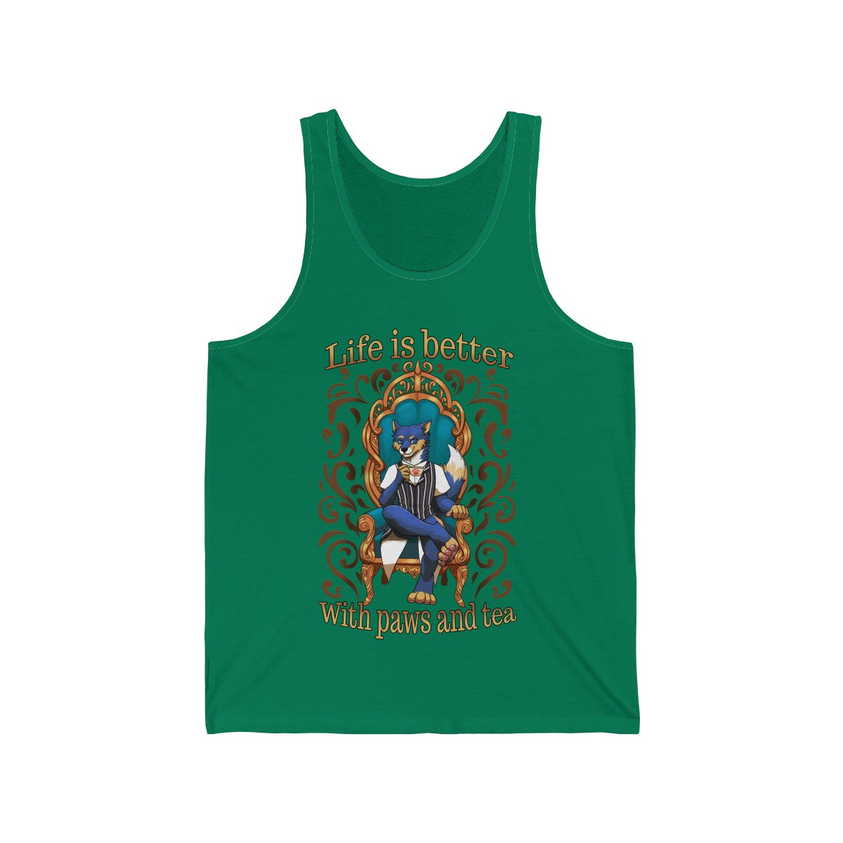 Life is better with Paws and Tea - Tank Top Tank Top Artemis Wishfoot Green XS 