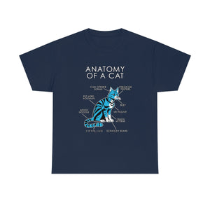 Cat Light Blue - T-Shirt T-Shirt Artworktee Navy Blue S 