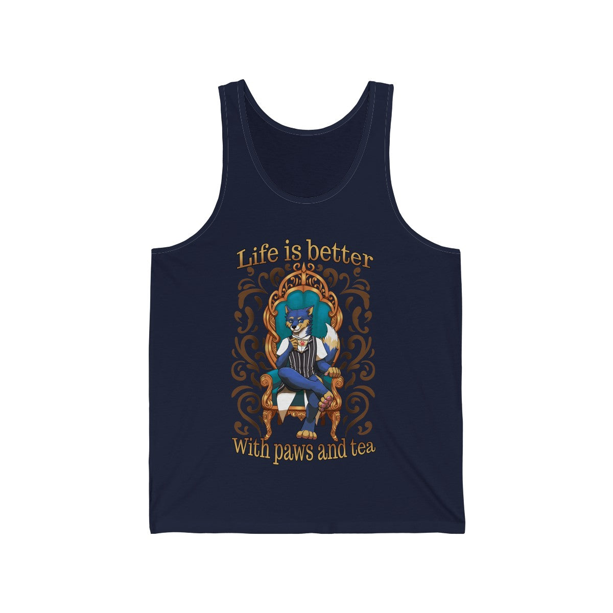Life is better with Paws and Tea - Tank Top Tank Top Artemis Wishfoot Navy Blue XS 
