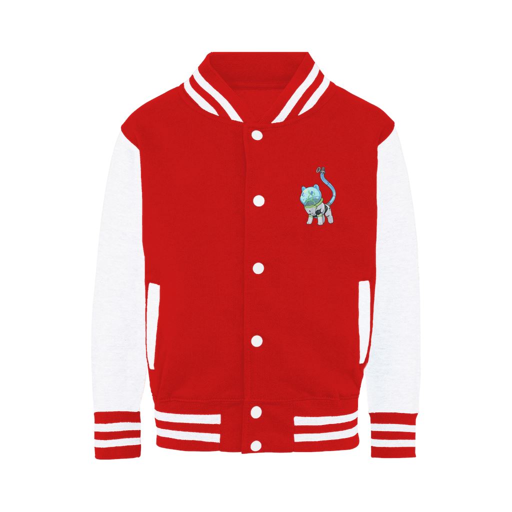 Space Pot Bear - Varsity Jacket Varsity Jacket Lordyan Fire Red / White XS 