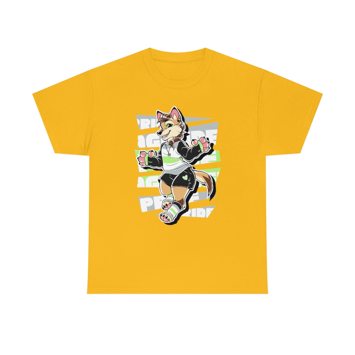 Agender Pride Luca Coyote - T-Shirt T-Shirt Artworktee Gold S 