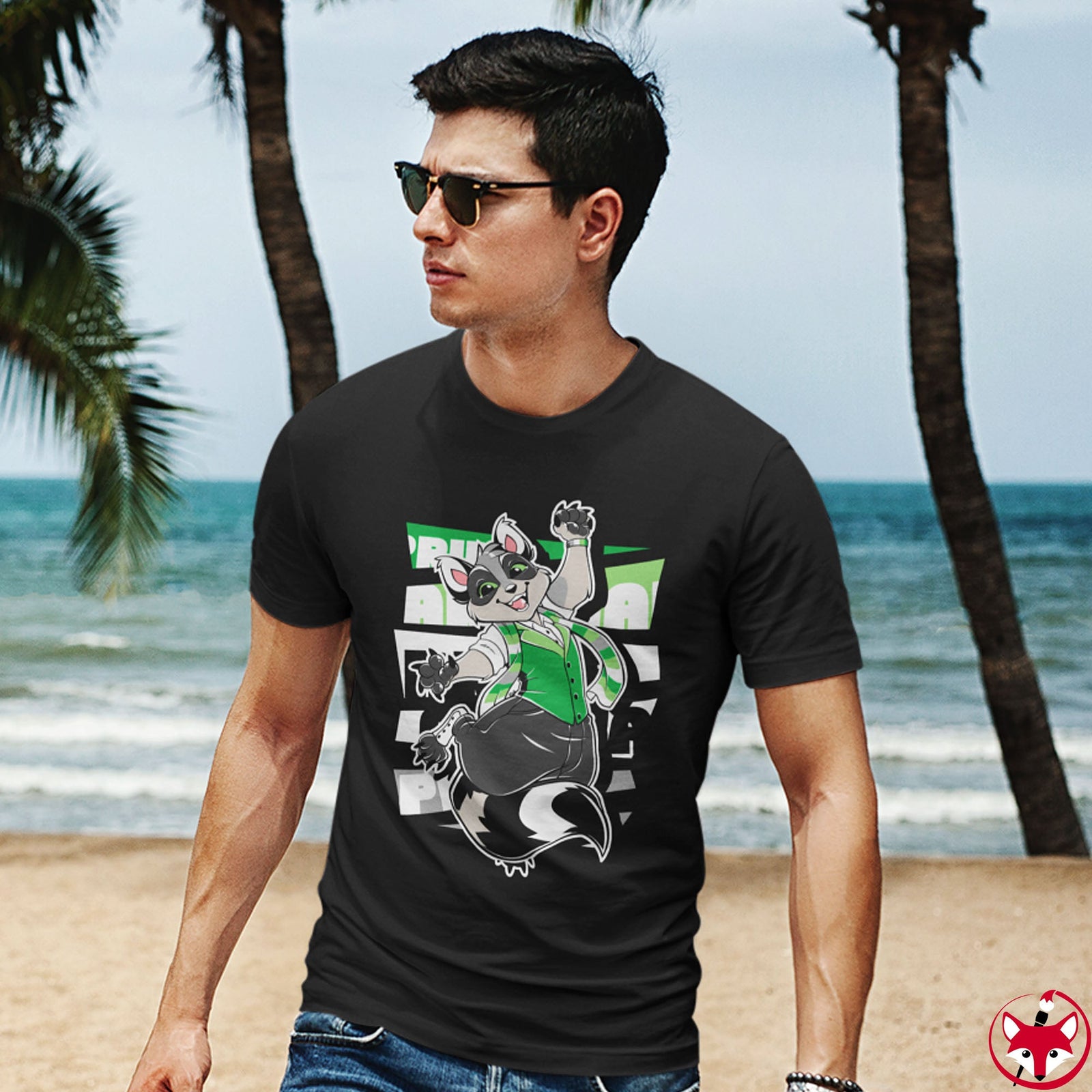 Aromantic Pride Cody Raccoon - T-Shirt T-Shirt Artworktee 