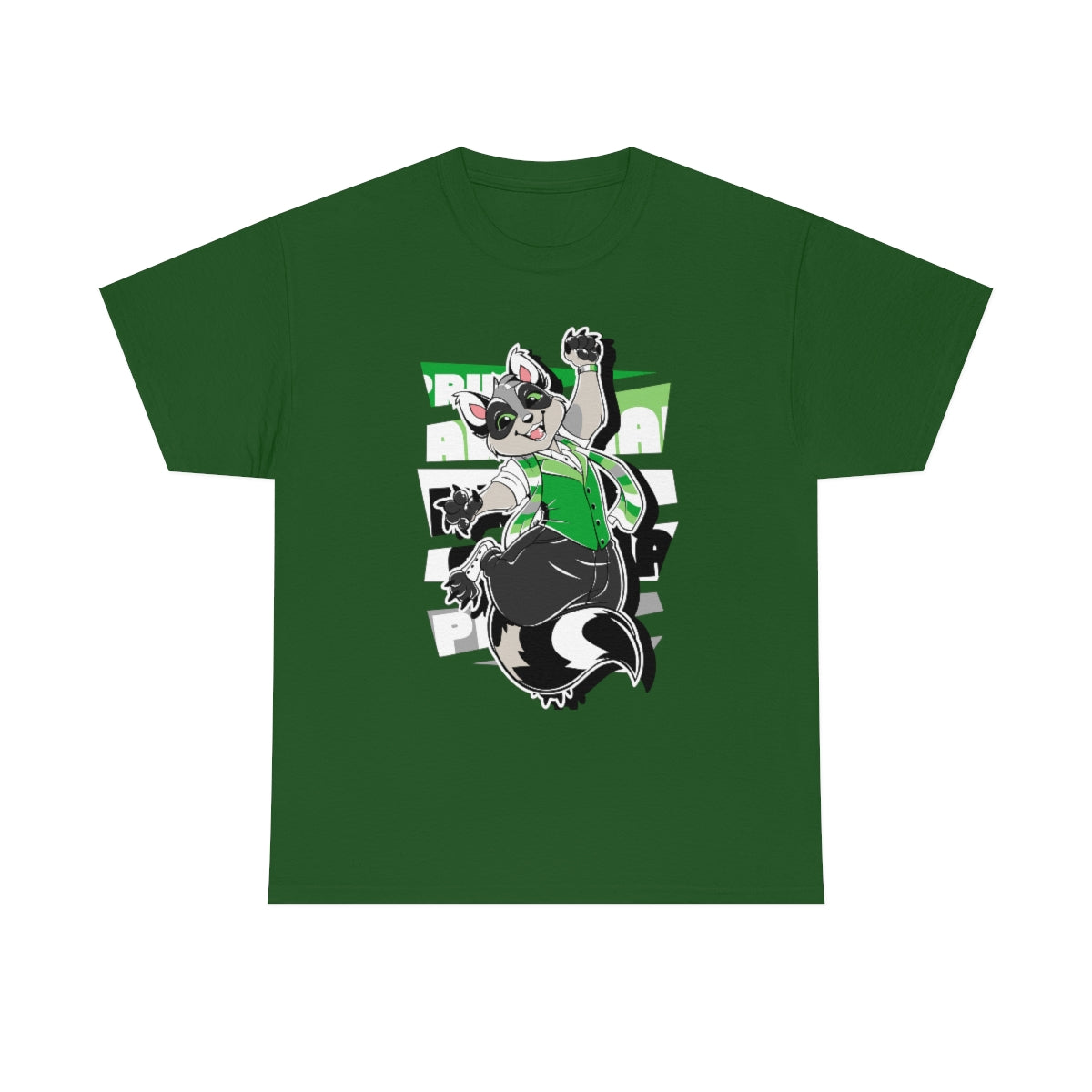 Aromantic Pride Cody Raccoon - T-Shirt T-Shirt Artworktee Green S 