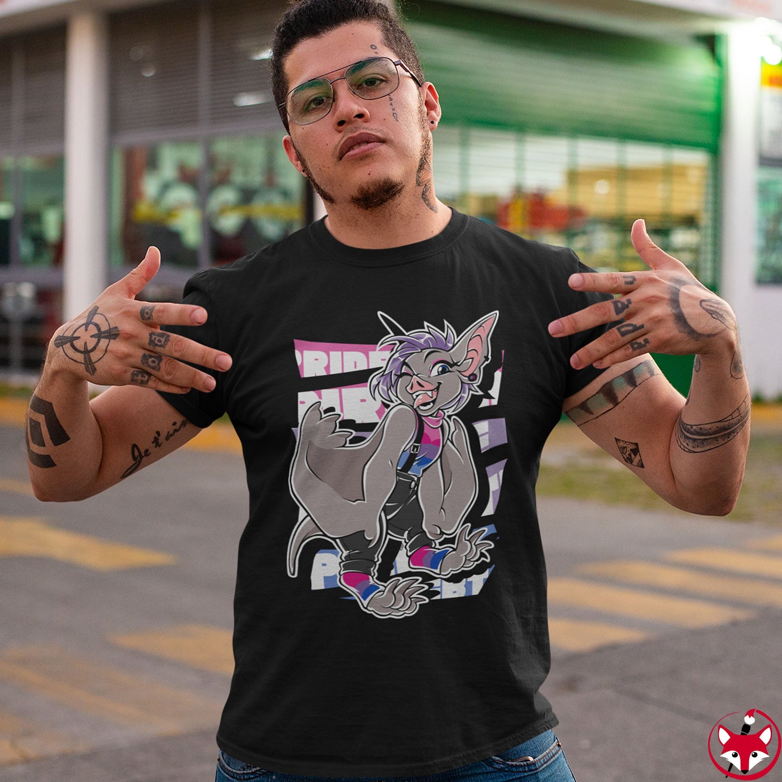 Biromantic Pride Hailey Bat - T-Shirt T-Shirt Artworktee 