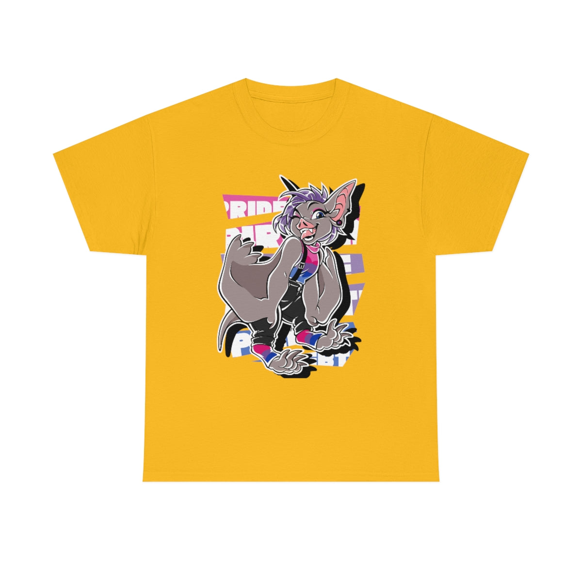 Biromantic Pride Hailey Bat - T-Shirt T-Shirt Artworktee Gold S 