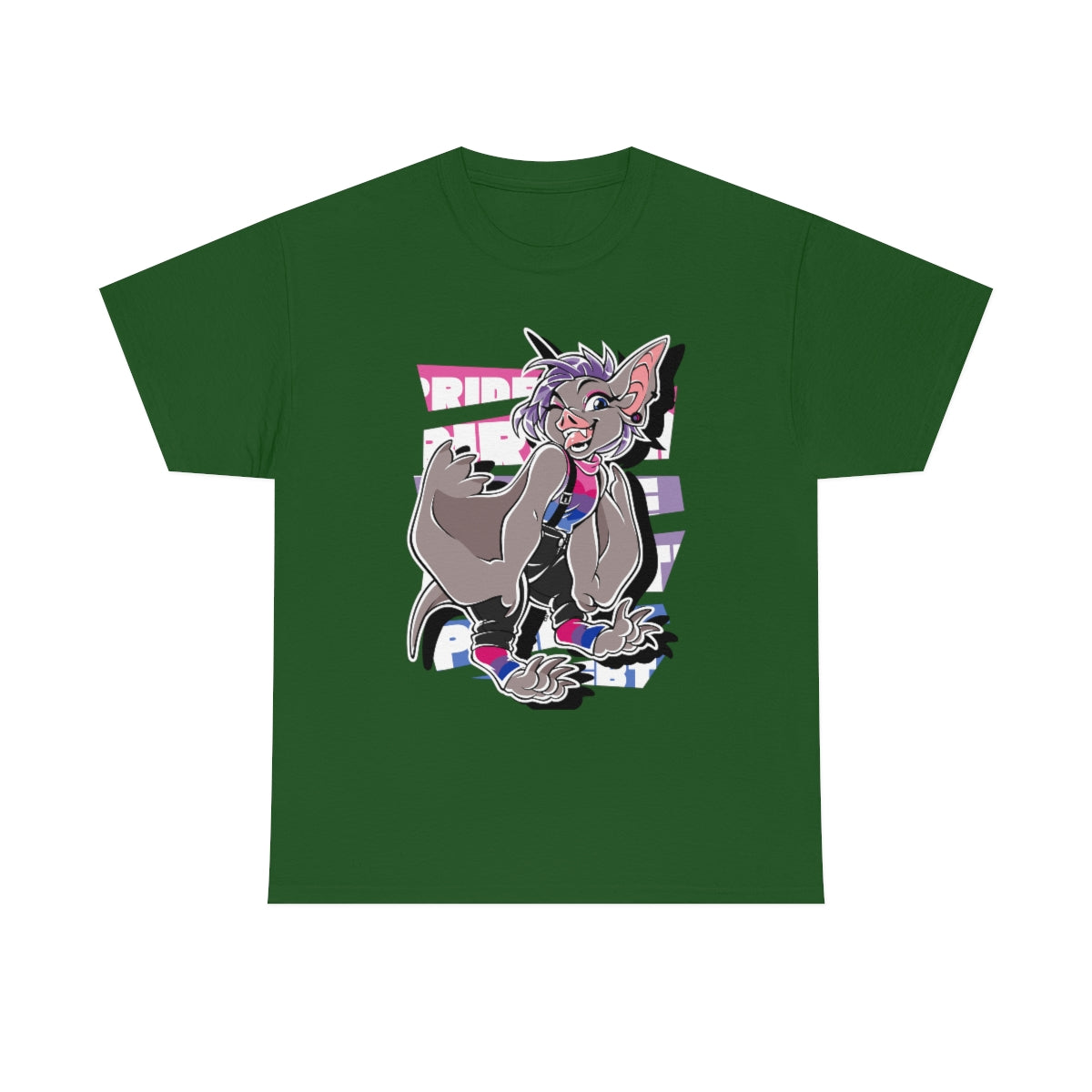 Biromantic Pride Hailey Bat - T-Shirt T-Shirt Artworktee Green S 