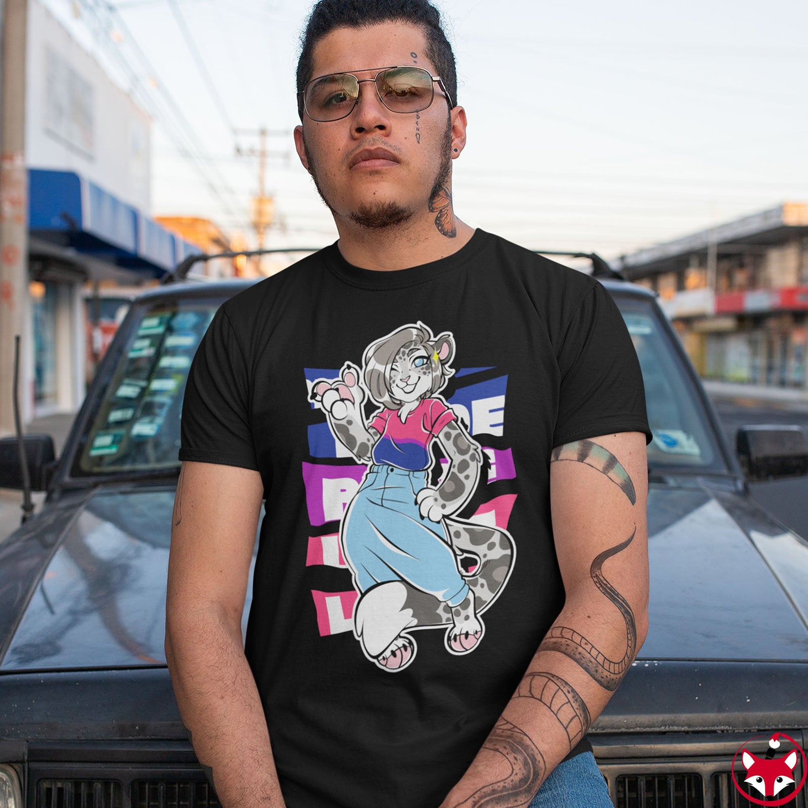 Bisexual Pride Mandy Snow Leopard - T-Shirt T-Shirt Artworktee 