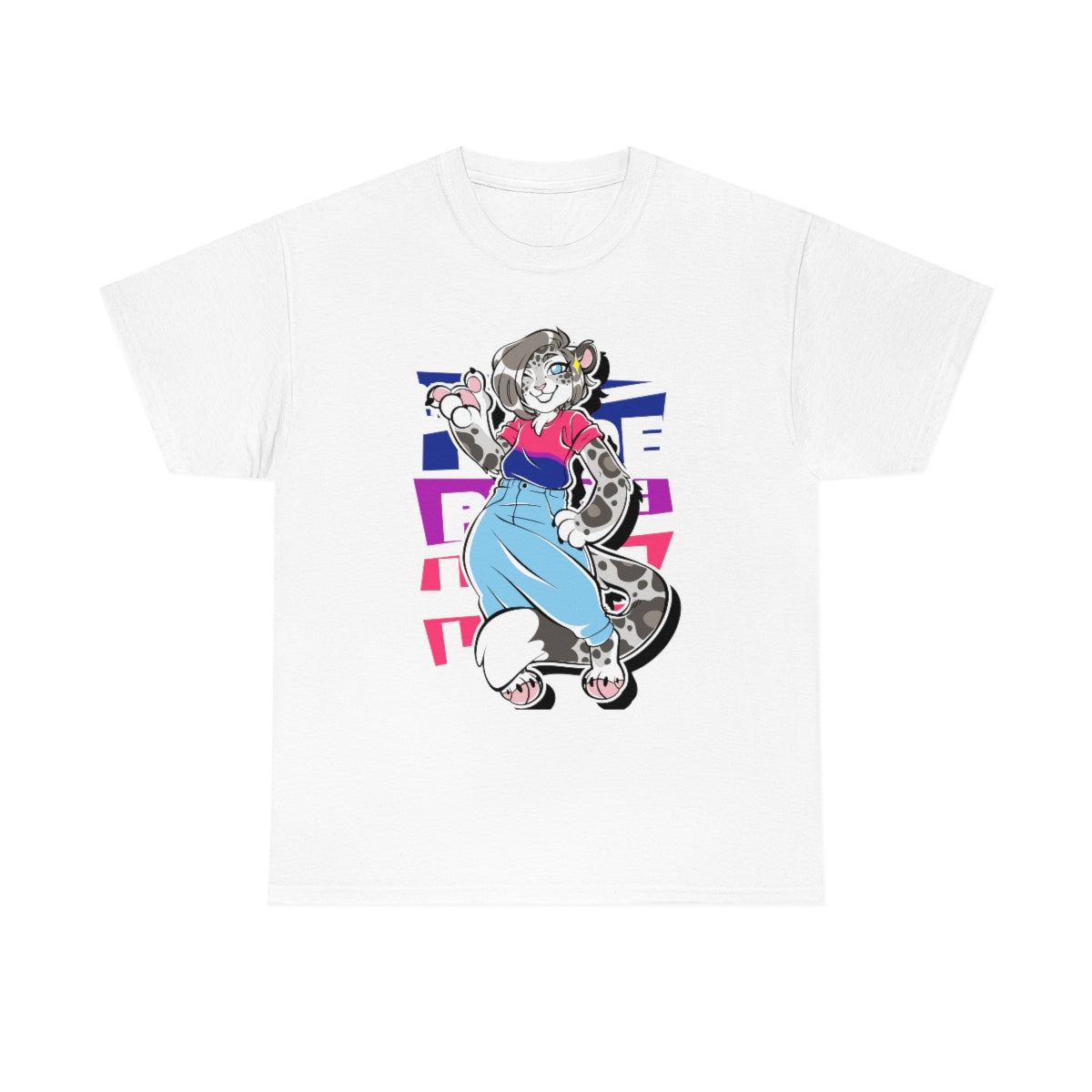 Bisexual Pride Mandy Snow Leopard - T-Shirt T-Shirt Artworktee White S 