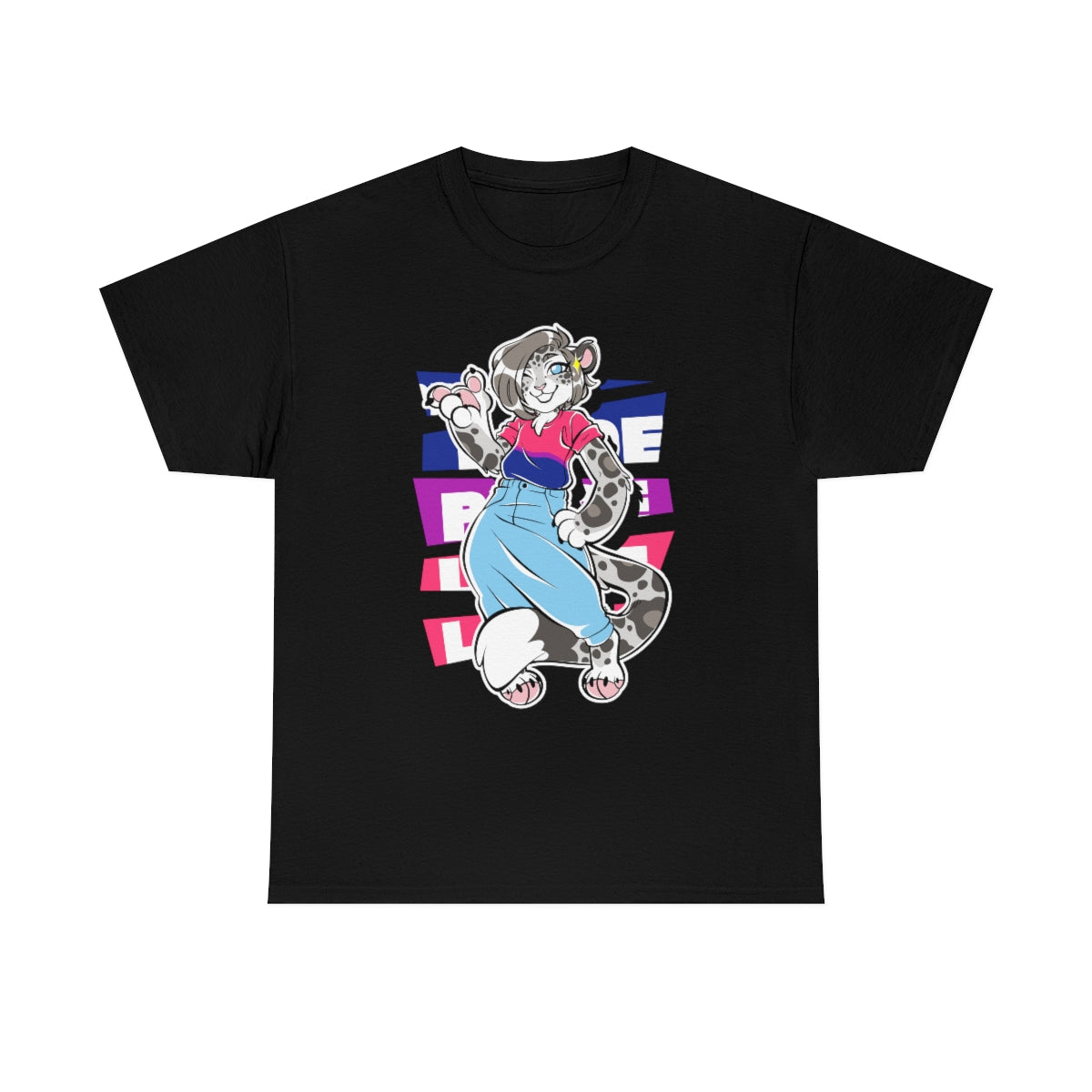 Bisexual Pride Mandy Snow Leopard - T-Shirt T-Shirt Artworktee Black S 