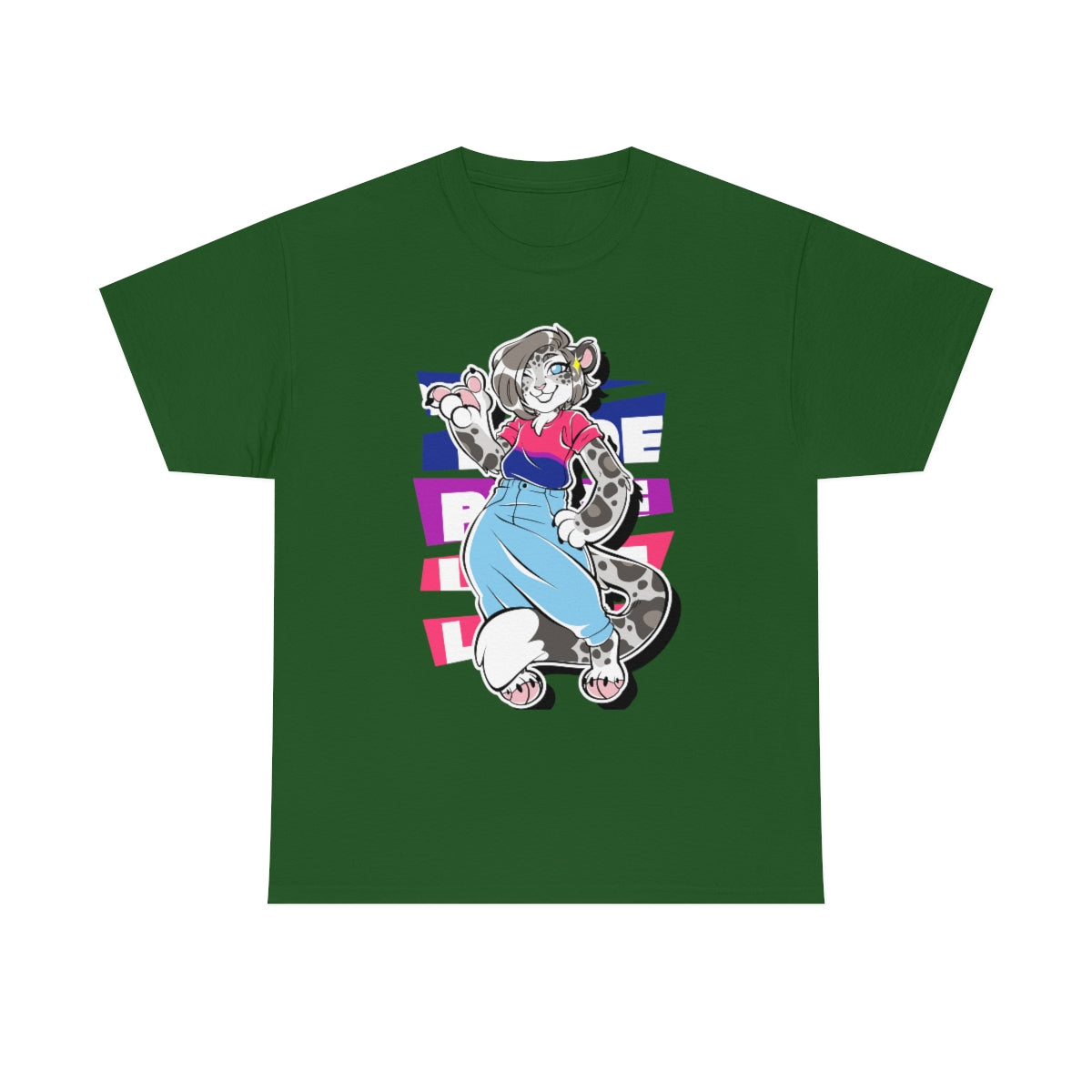 Bisexual Pride Mandy Snow Leopard - T-Shirt T-Shirt Artworktee Green S 