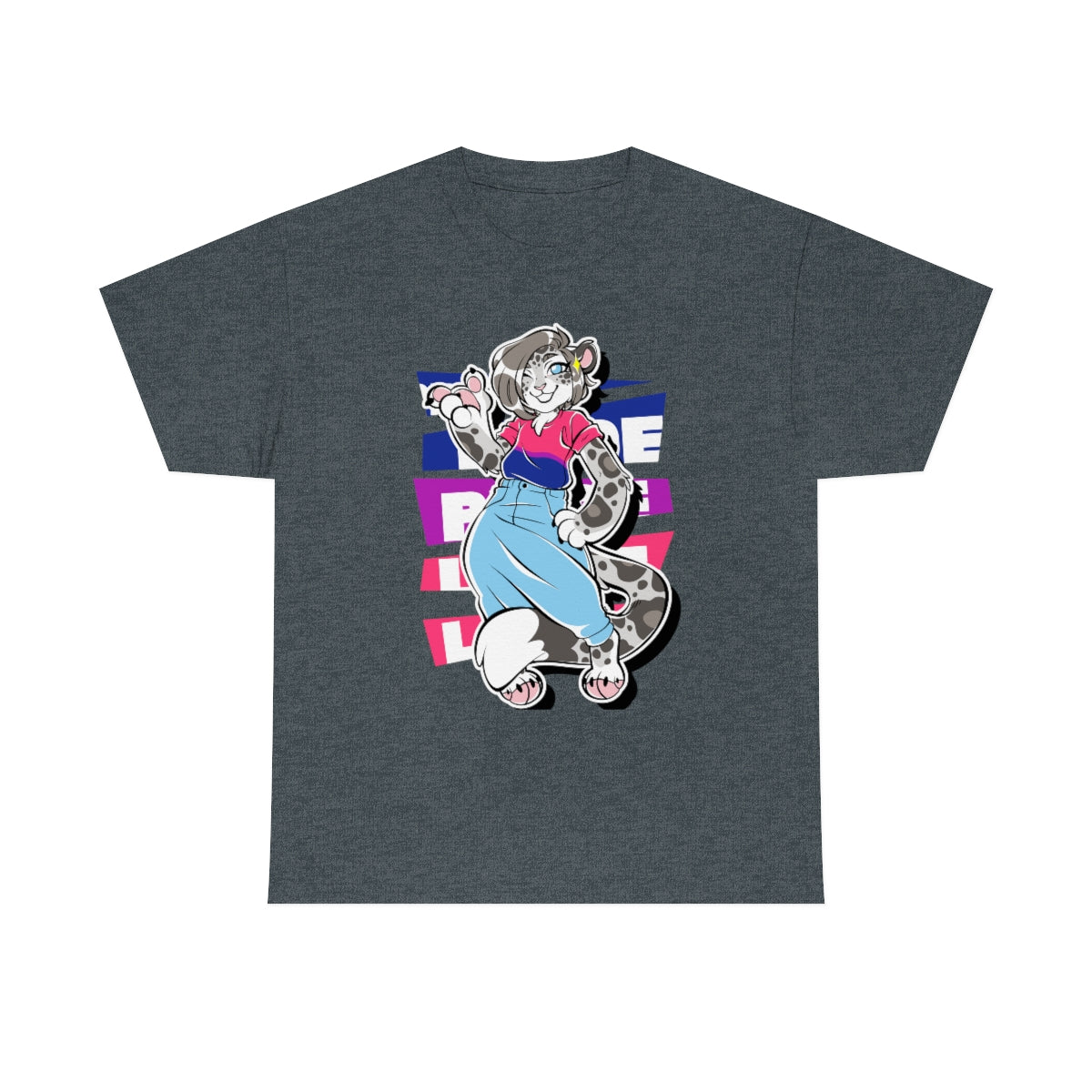 Bisexual Pride Mandy Snow Leopard - T-Shirt T-Shirt Artworktee Dark Heather S 