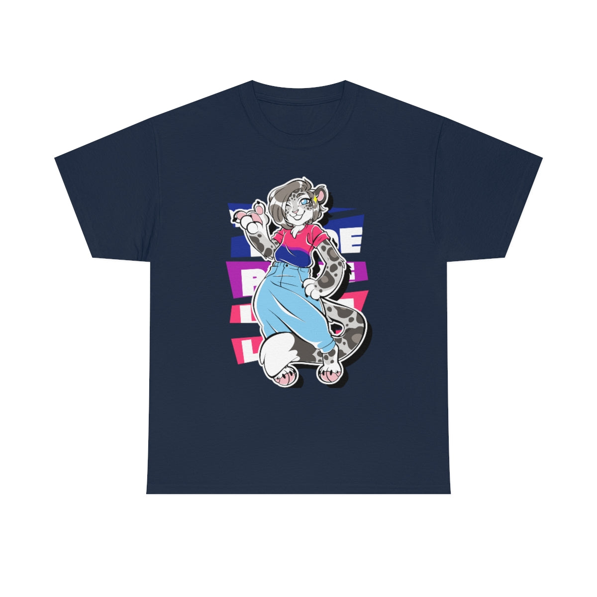 Bisexual Pride Mandy Snow Leopard - T-Shirt T-Shirt Artworktee Navy Blue S 