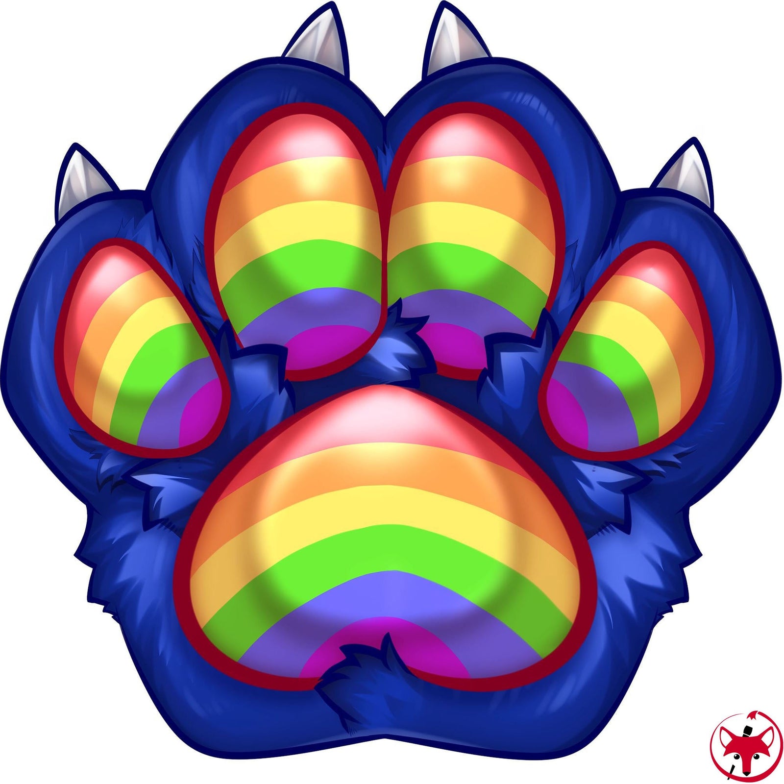 Blue Rainbowpride Paw Pillow Pillow Artworktee 