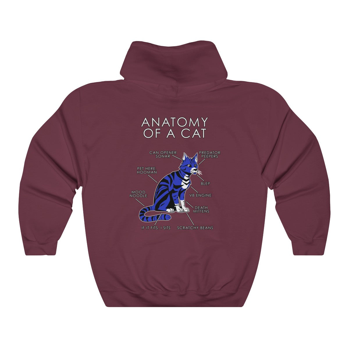 Cat Blue - Hoodie Hoodie Artworktee Maroon S 