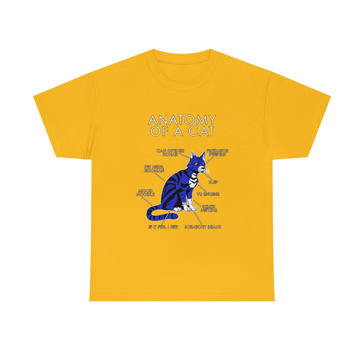 Cat Blue - T-Shirt T-Shirt Artworktee Gold S 