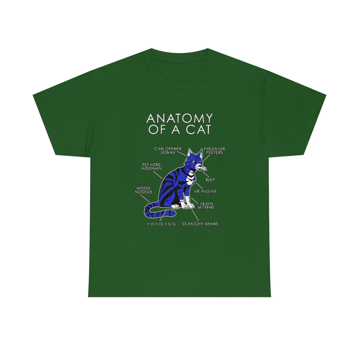 Cat Blue - T-Shirt T-Shirt Artworktee Green S 