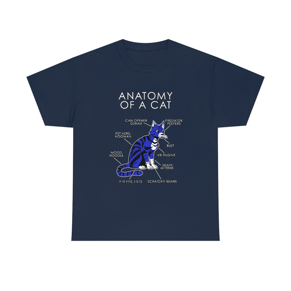 Cat Blue - T-Shirt T-Shirt Artworktee Navy Blue S 