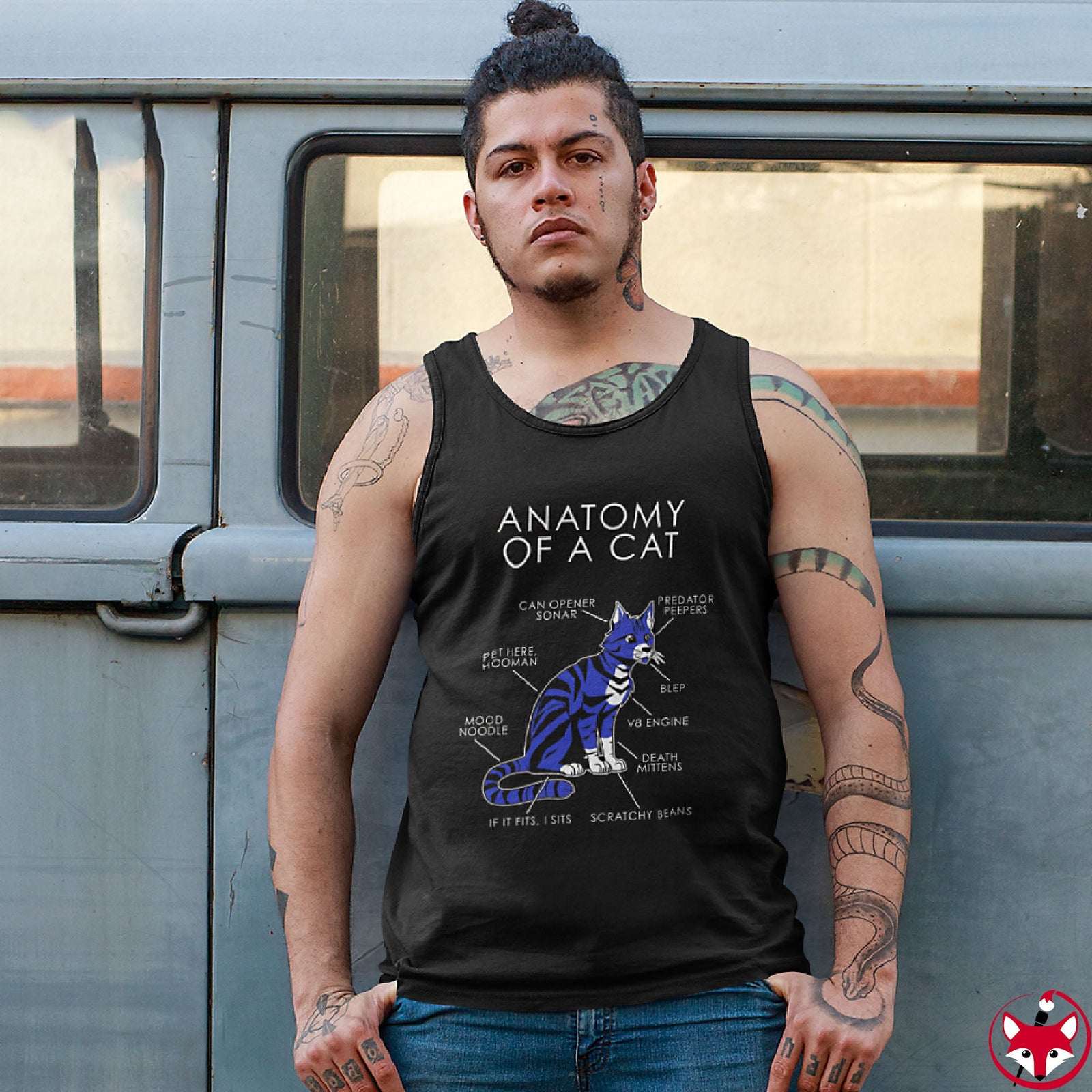 Cat Blue - Tank Top Tank Top Artworktee 