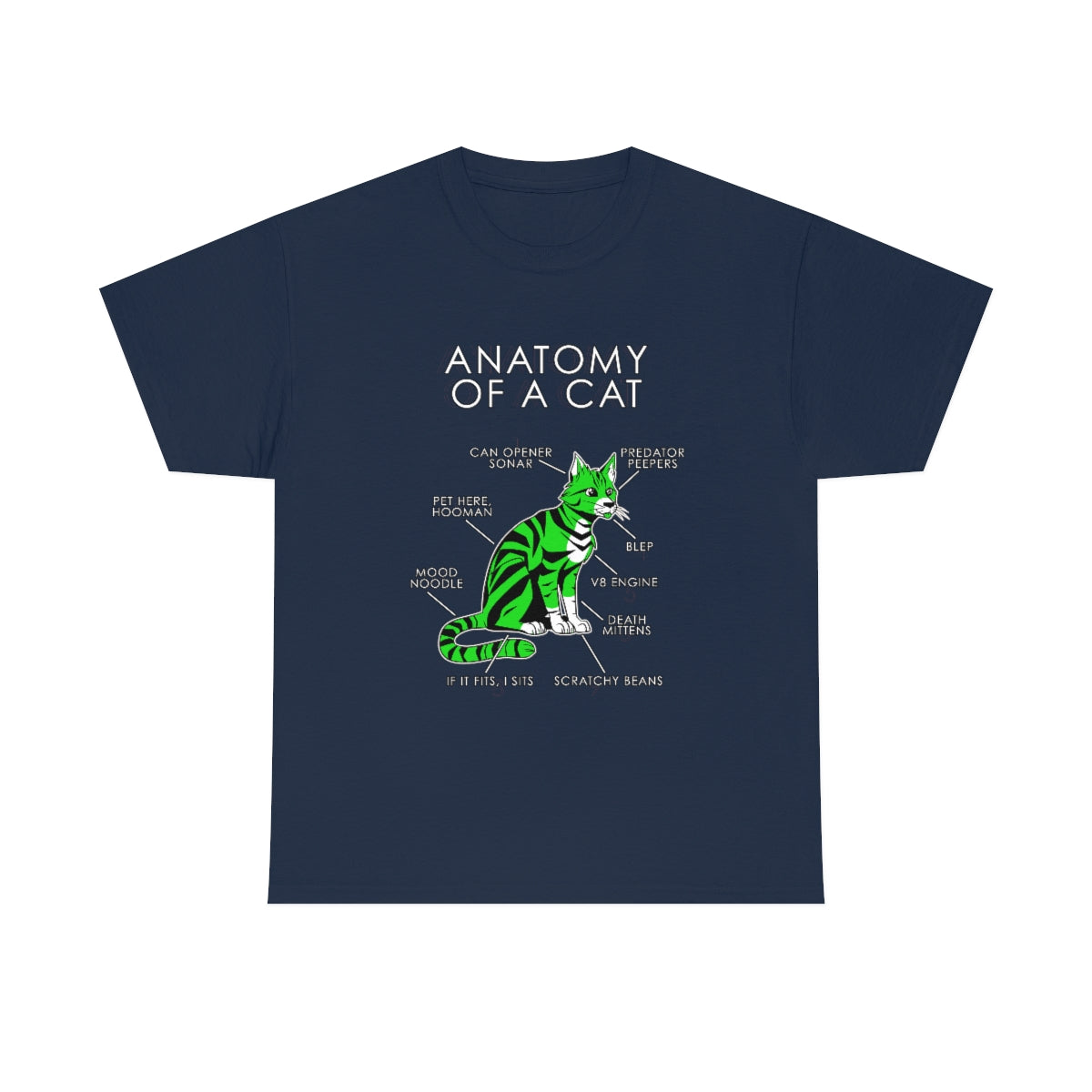 Cat Green - T-Shirt T-Shirt Artworktee Navy Blue S 