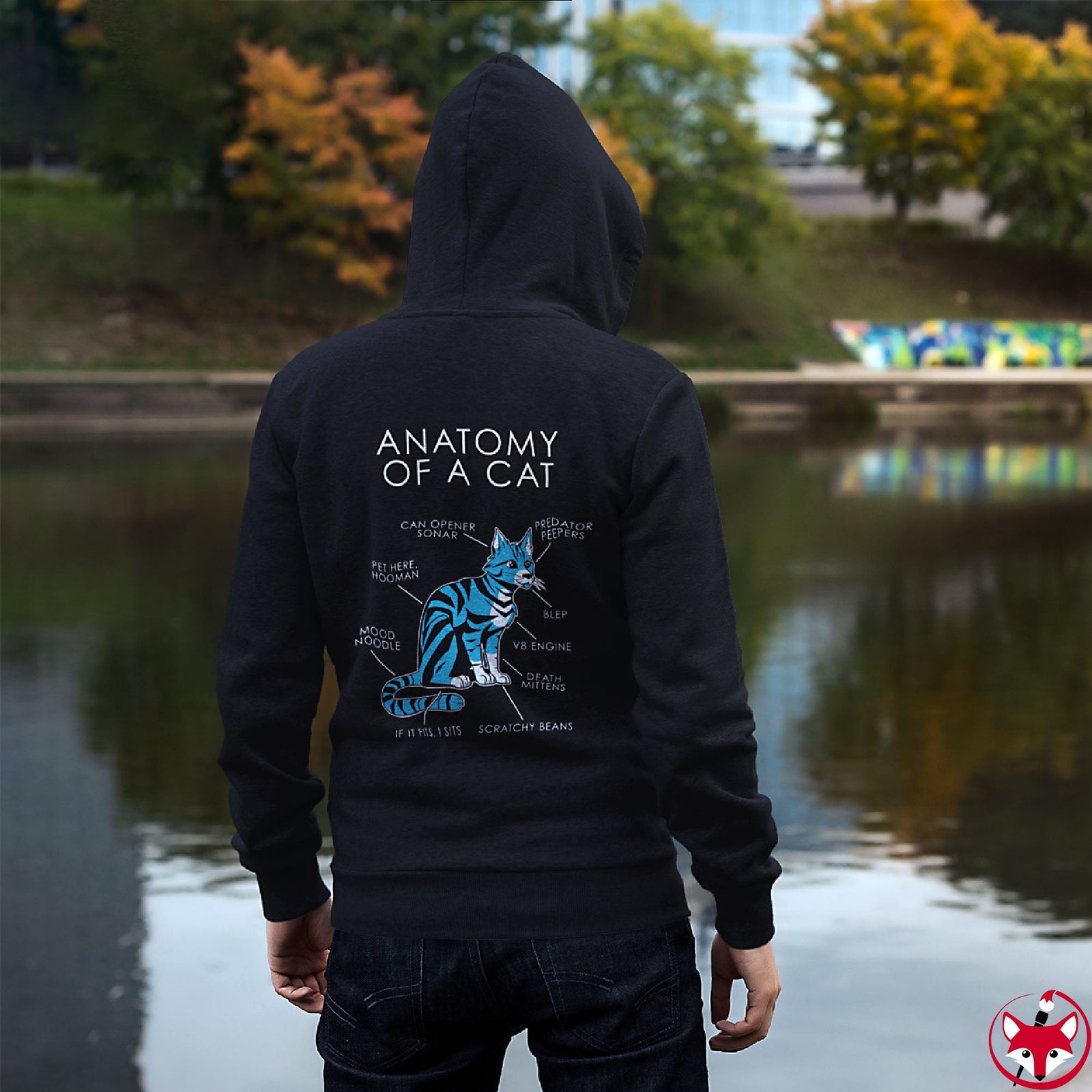 Cat Light Blue - Hoodie Hoodie Artworktee 