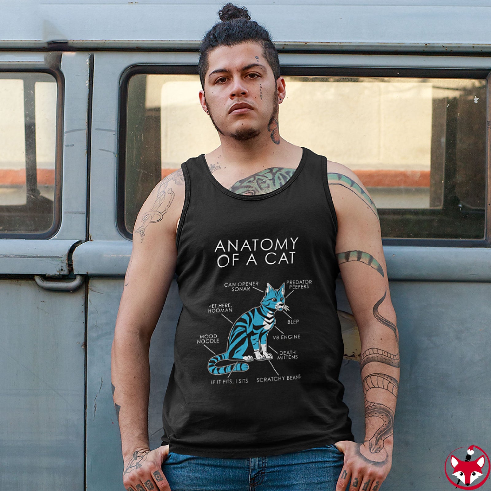 Cat Light Blue - Tank Top Tank Top Artworktee 