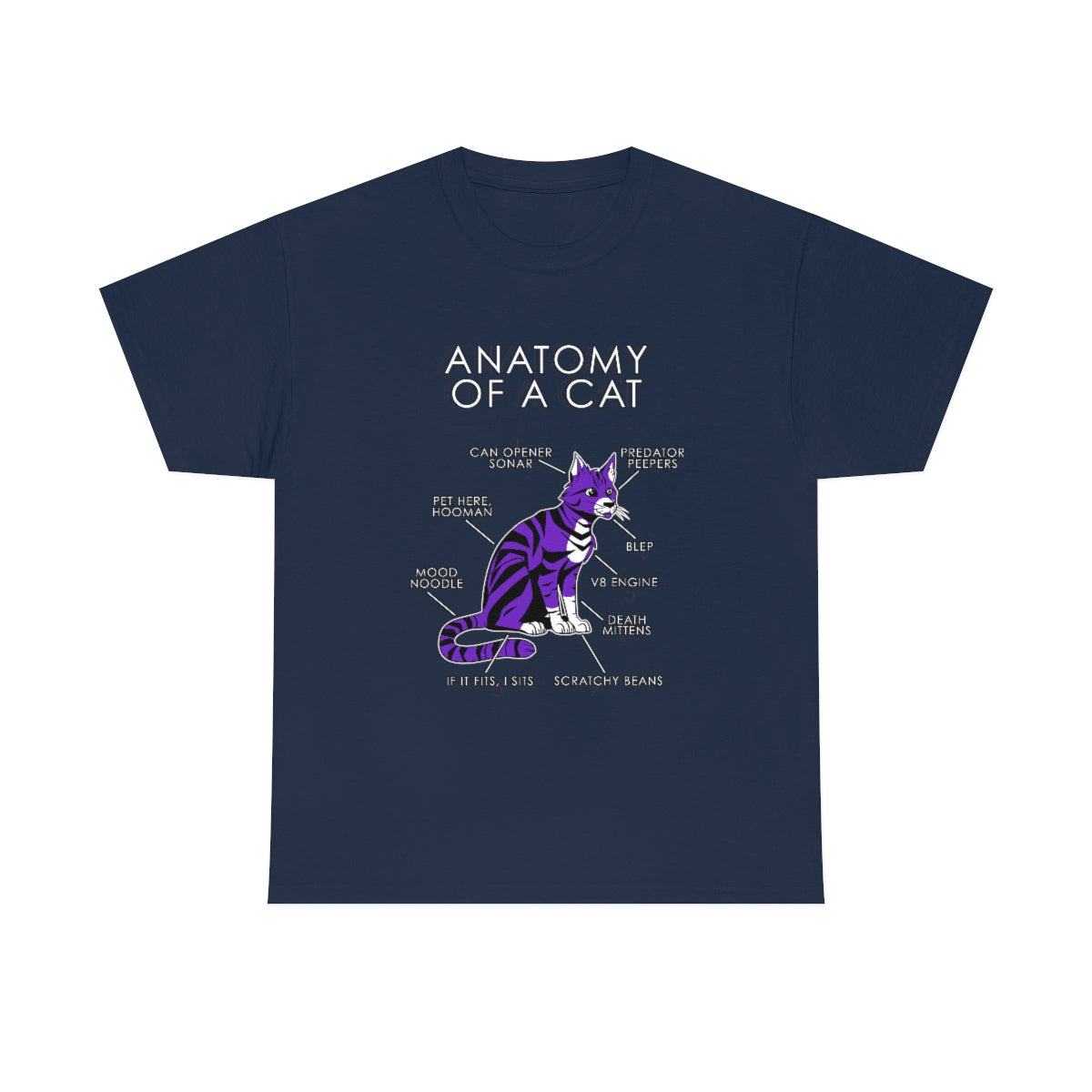 Cat Purple - T-Shirt T-Shirt Artworktee Navy Blue S 