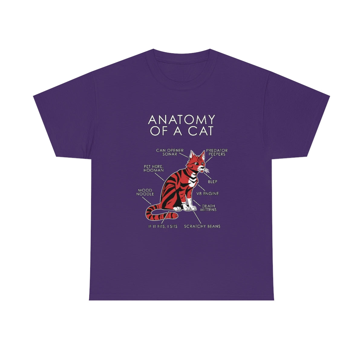 Cat Red - T-Shirt T-Shirt Artworktee Purple S 