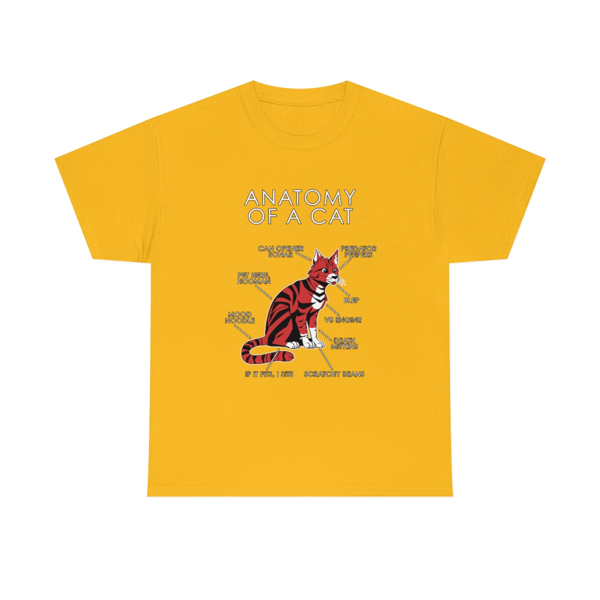 Cat Red - T-Shirt T-Shirt Artworktee Gold S 