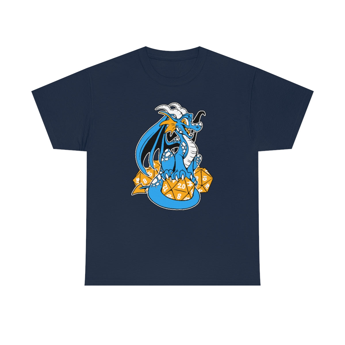 D20 Dragon Blue - T-Shirt T-Shirt Artworktee Navy Blue S 