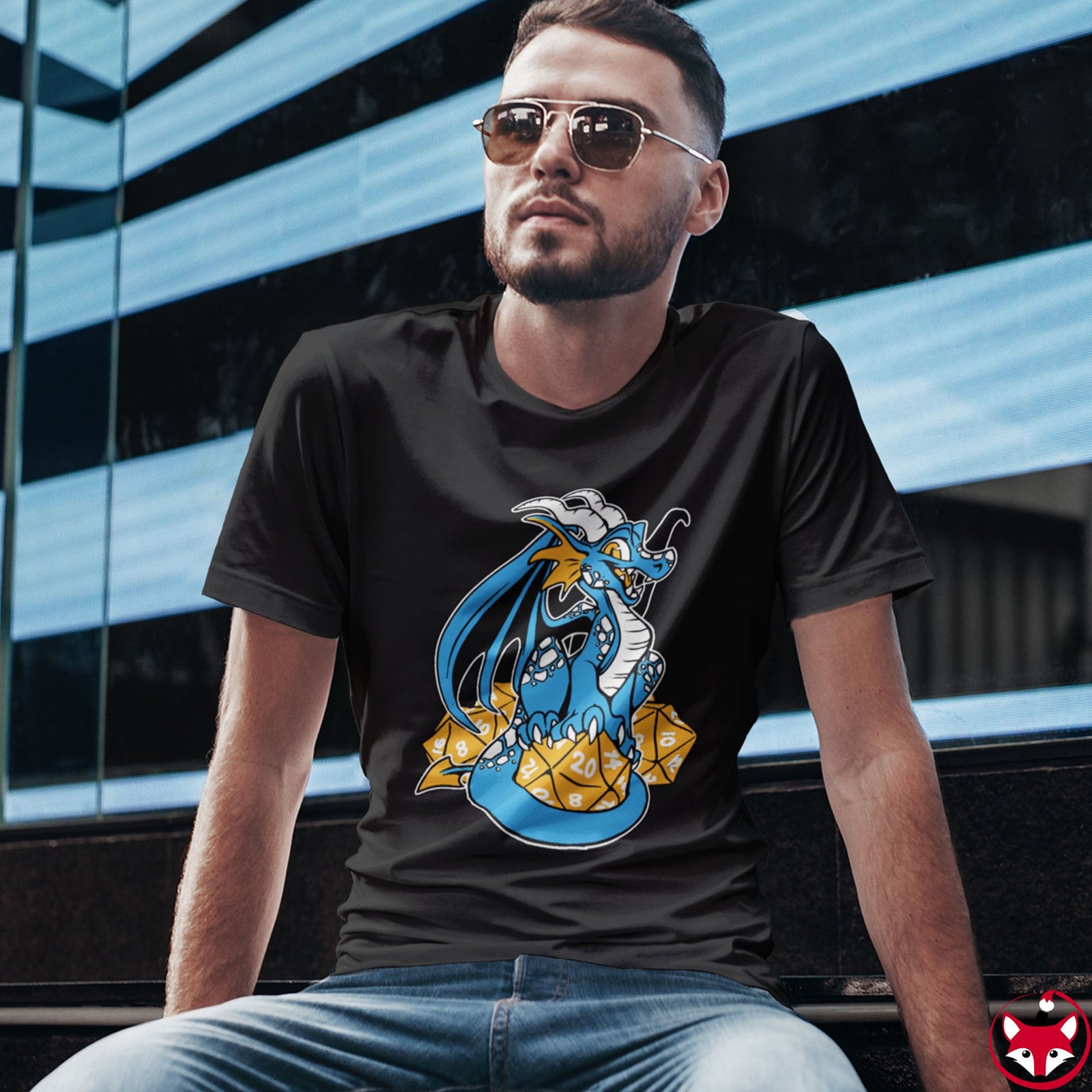 D20 Dragon Blue - T-Shirt T-Shirt Artworktee 