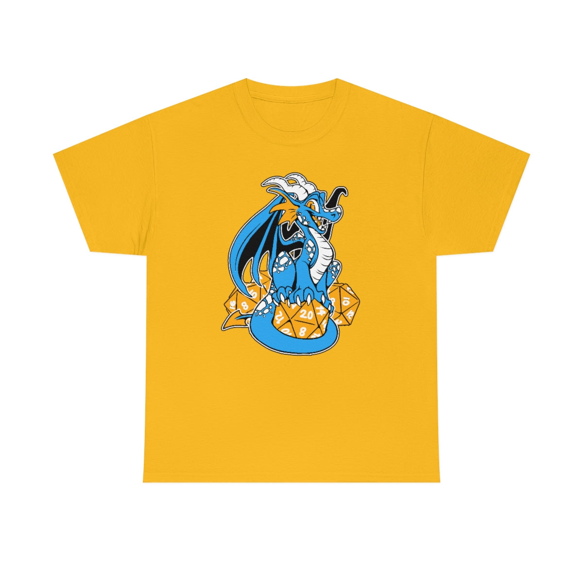 D20 Dragon Blue - T-Shirt T-Shirt Artworktee Gold S 