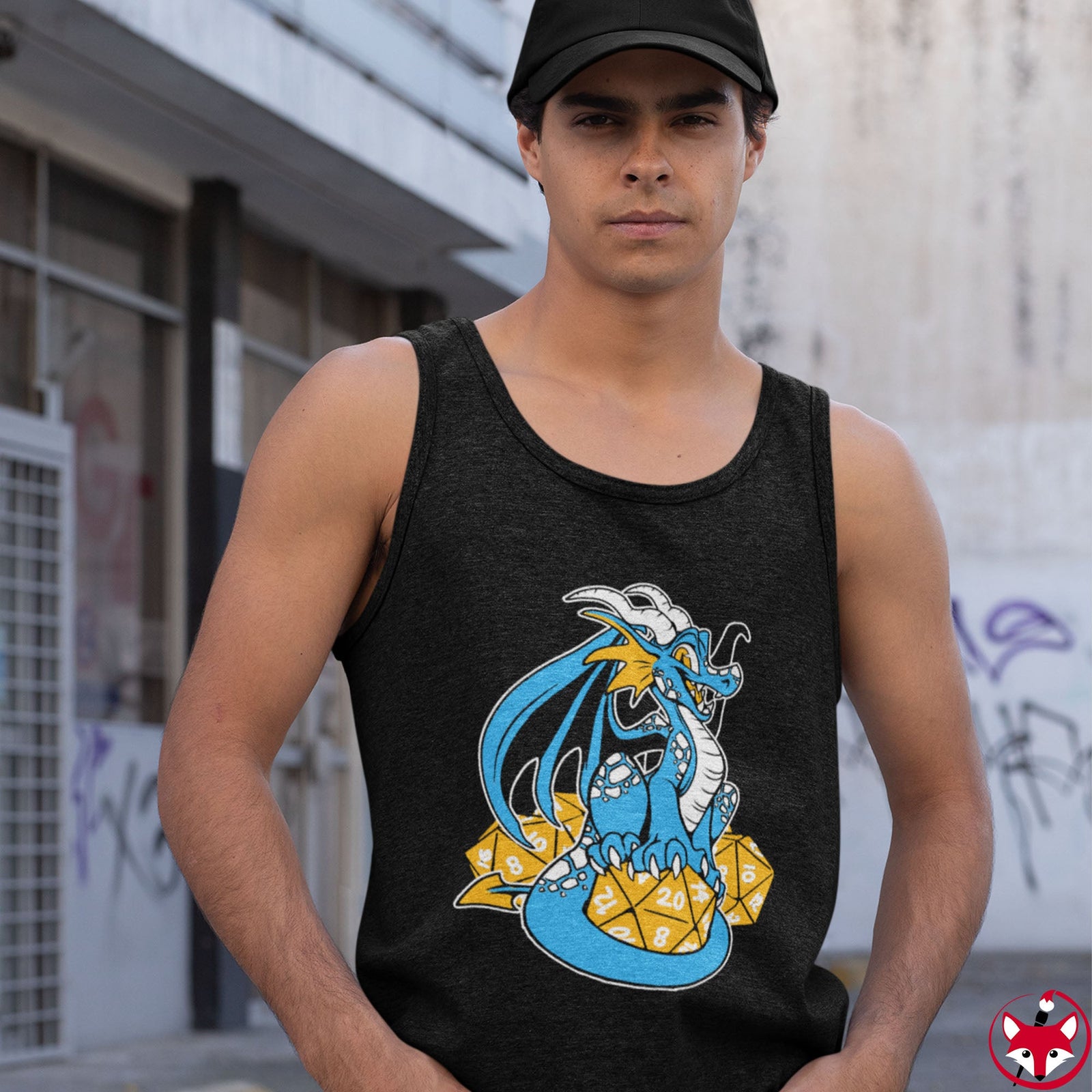 D20 Dragon Blue - Tank Top Tank Top Artworktee 