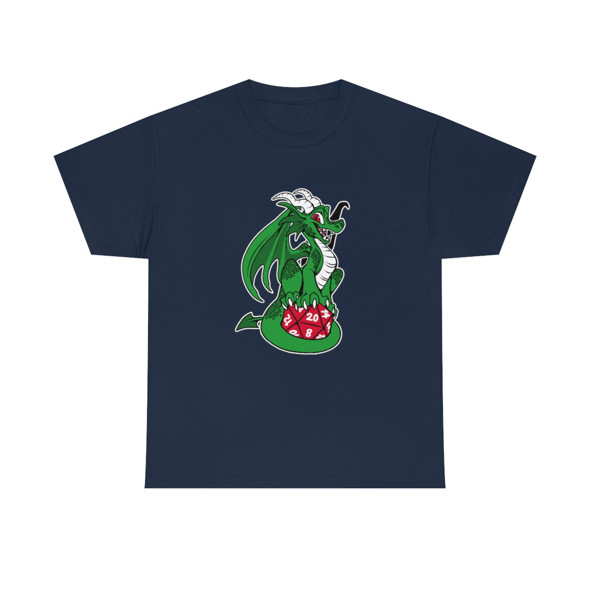 D20 Dragon Green - T-Shirt T-Shirt Artworktee Navy Blue S 