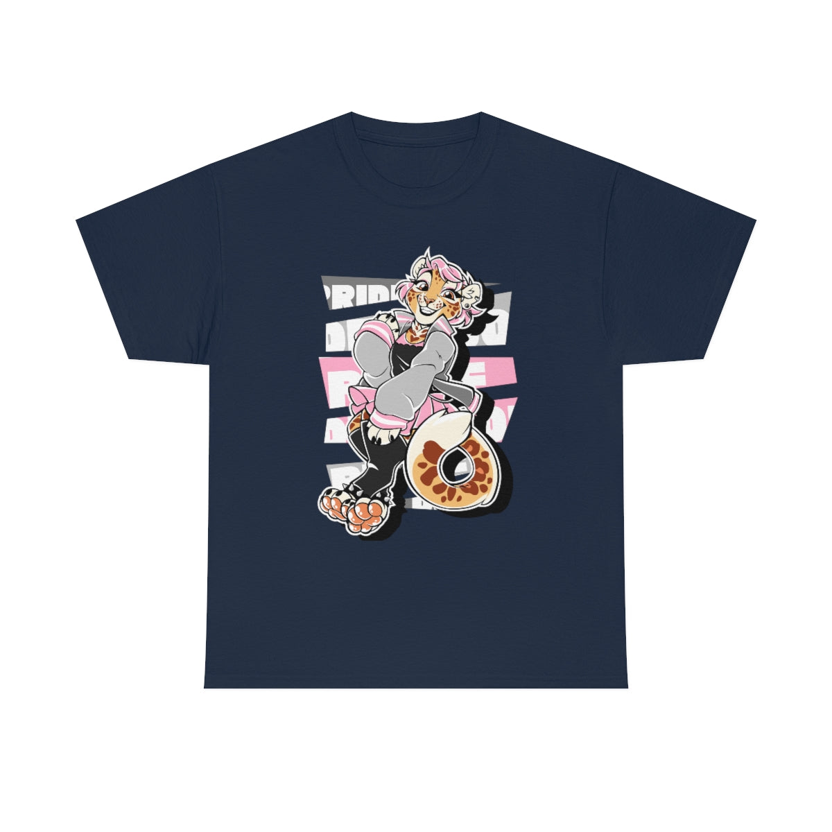 Demigirl Pride Nara Leopard - T-Shirt T-Shirt Artworktee Navy Blue S 