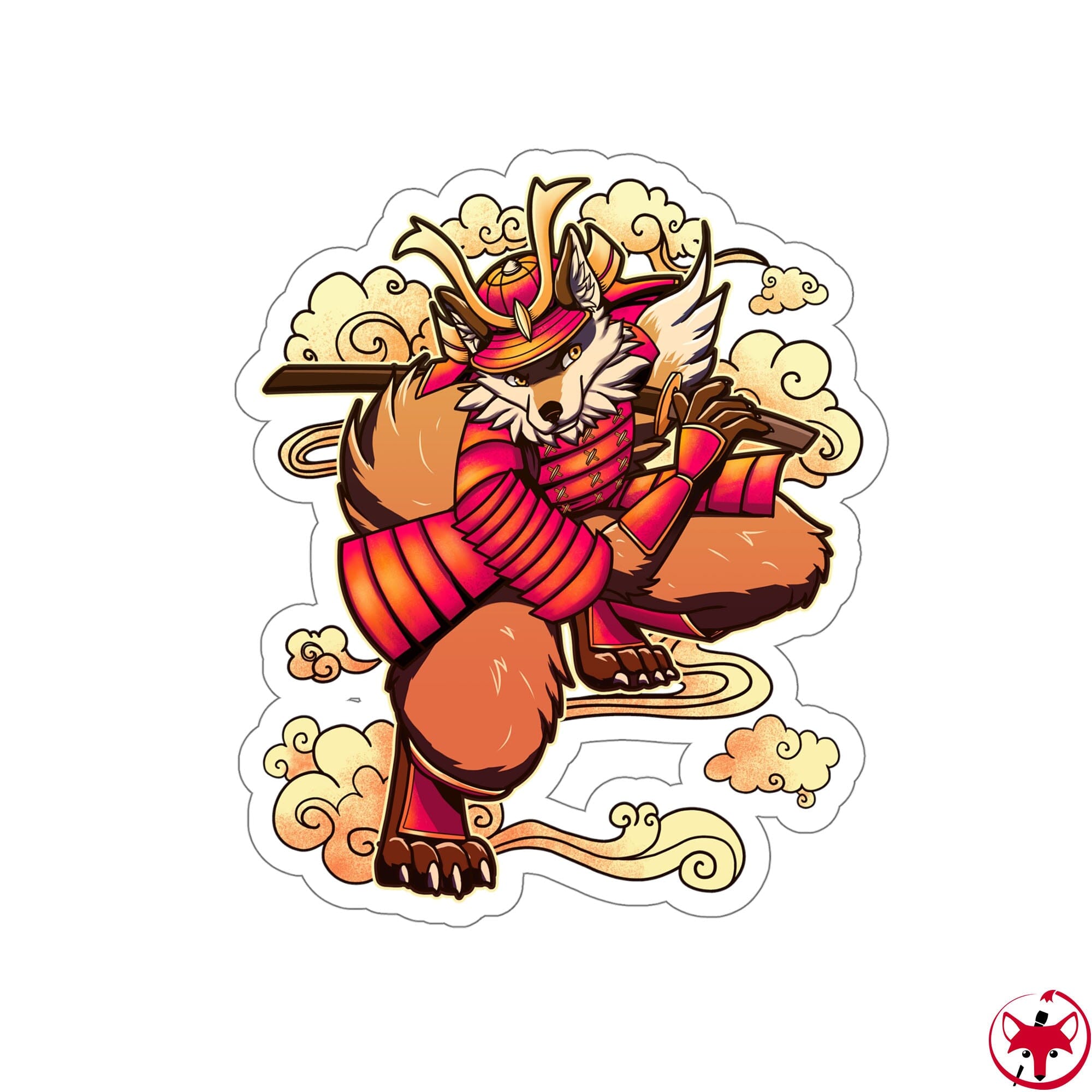 Furry Samurai by Isagu Art - Sticker Sticker Artworktee 