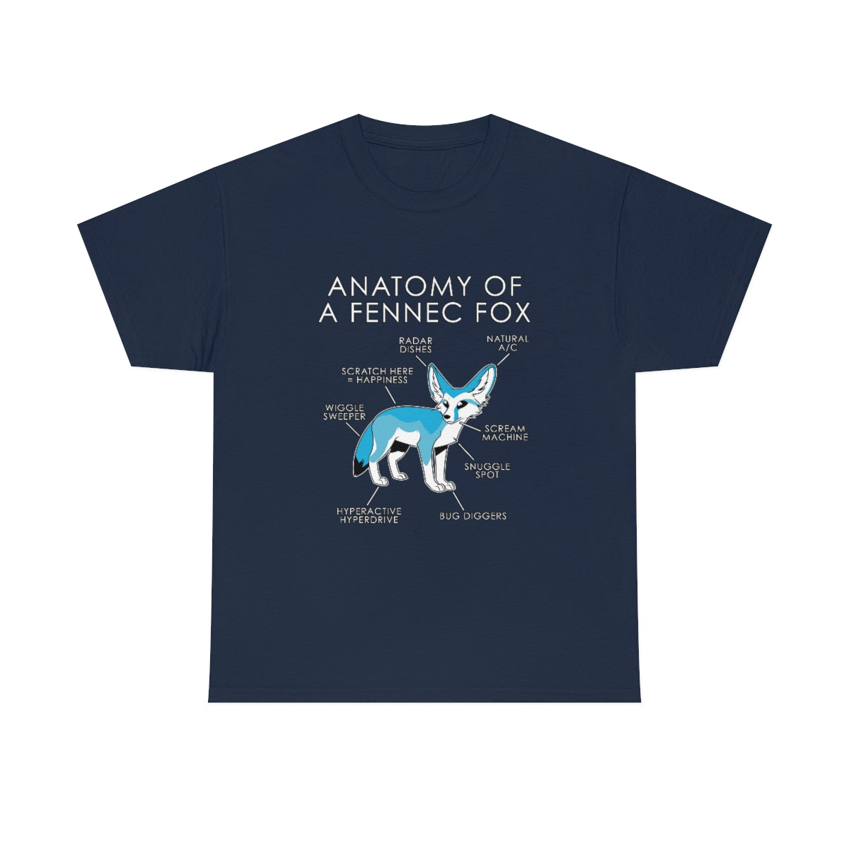 Fennec Light Blue - T-Shirt T-Shirt Artworktee Navy Blue S 