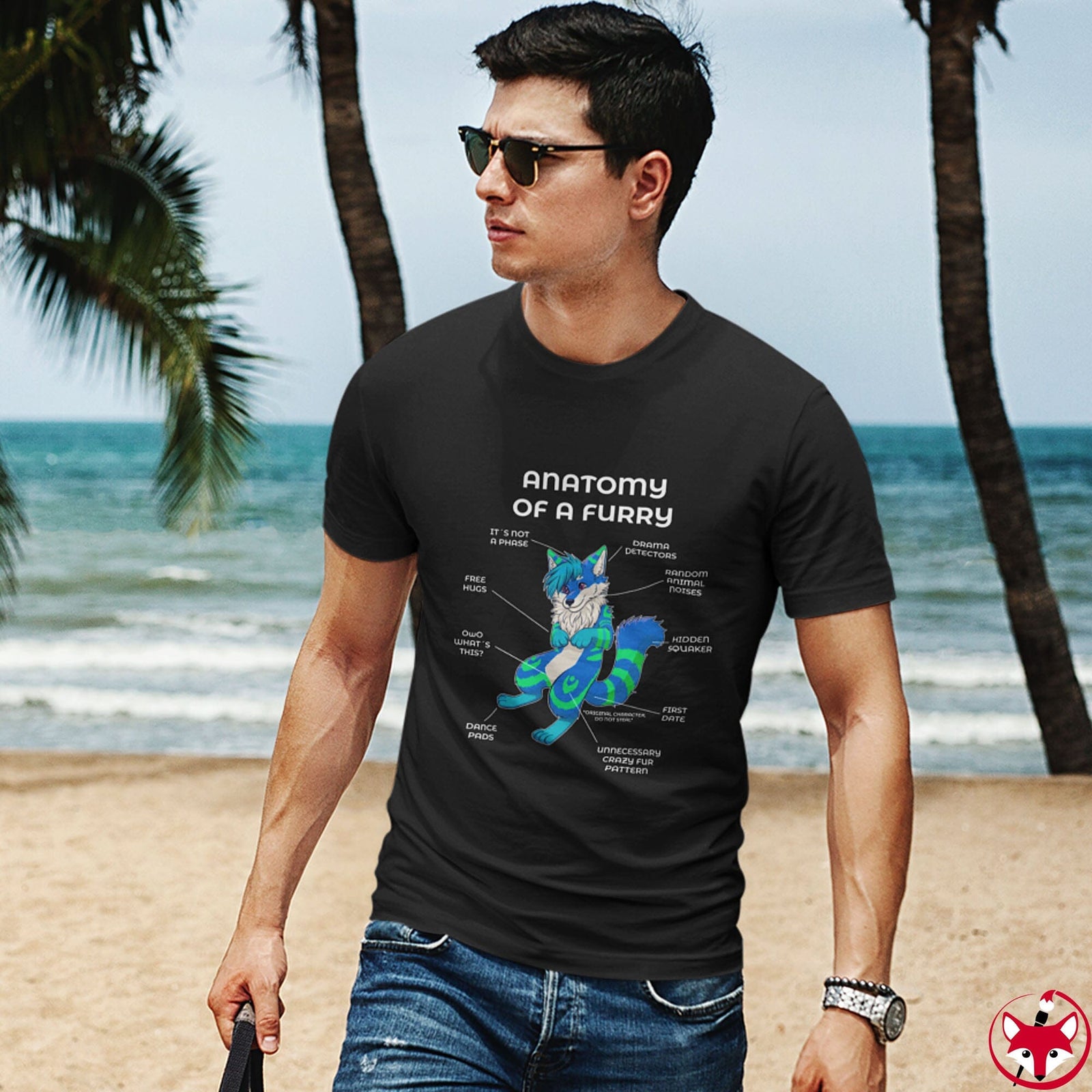 Furry Blue and Green - T-Shirt T-Shirt Artworktee 