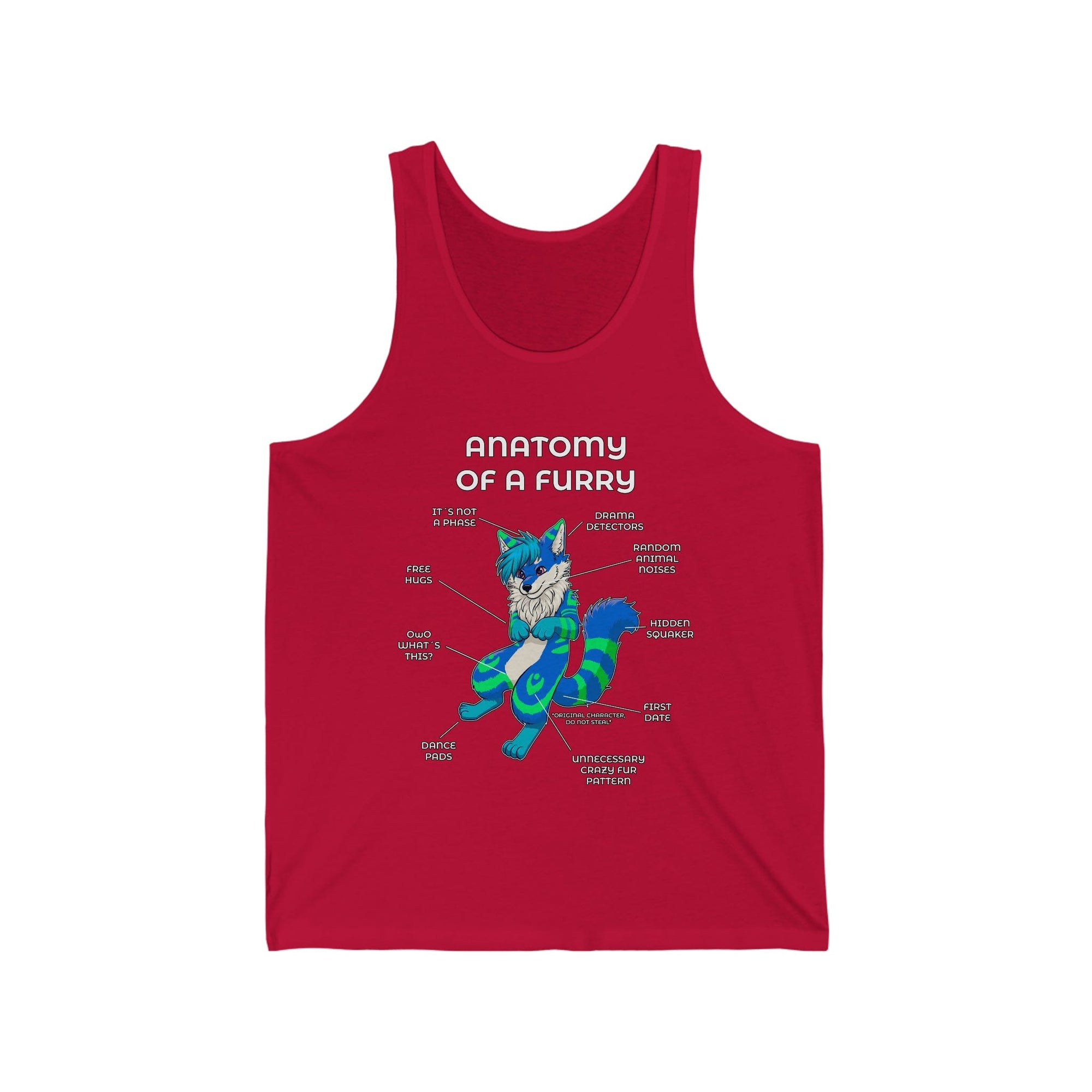 Furry Blue and Green - Tank Top Tank Top Artworktee Red XS 
