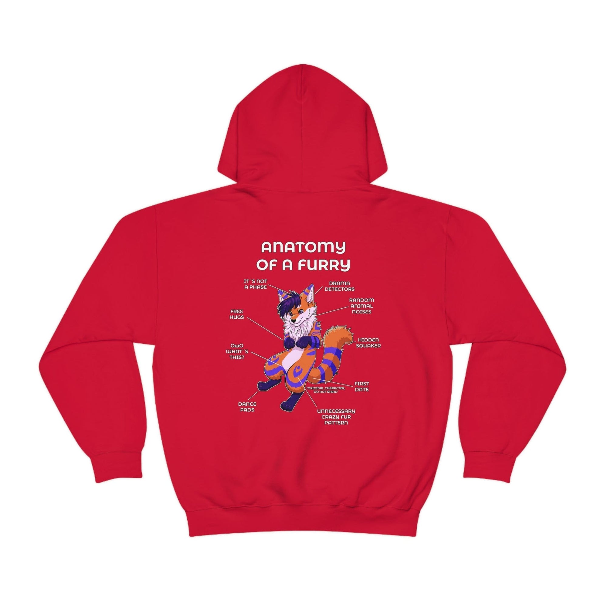 Furry Orange and Blue - Hoodie T-Shirt Artworktee Red S 